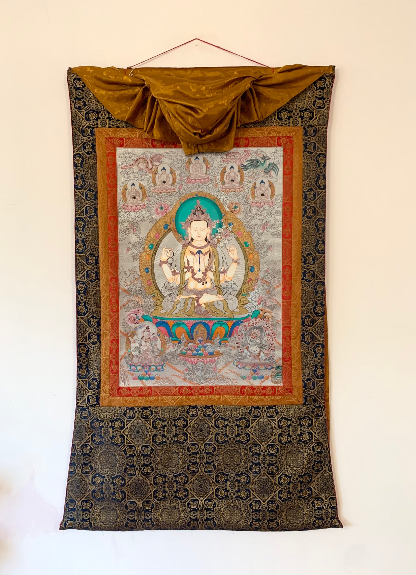 Silver Chenrezig Thangka