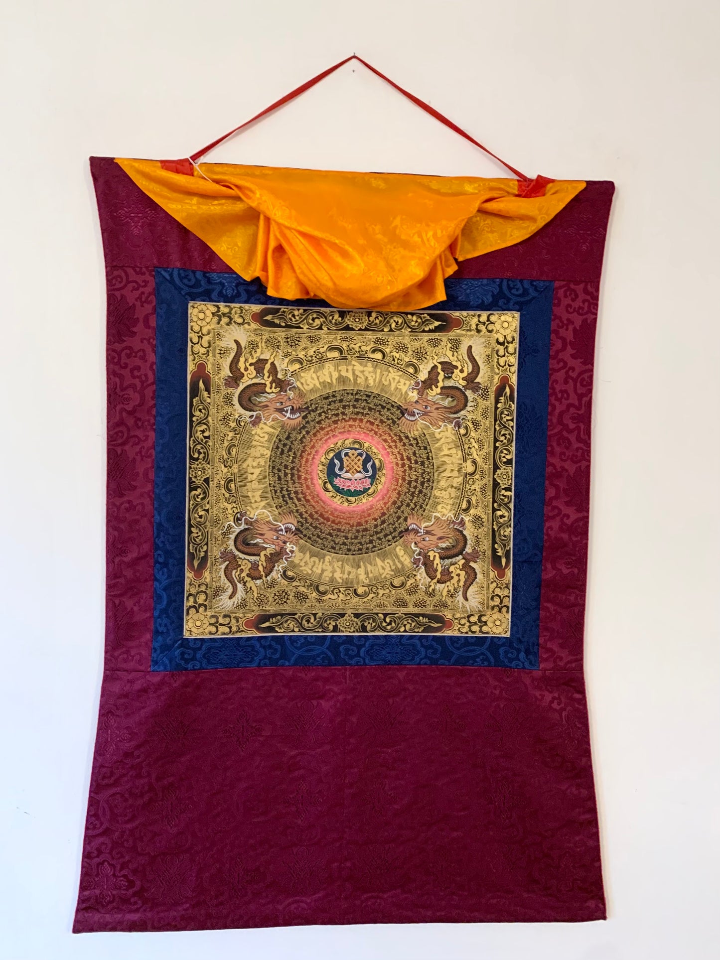 Mantra Endless Knot Dragon Thangka