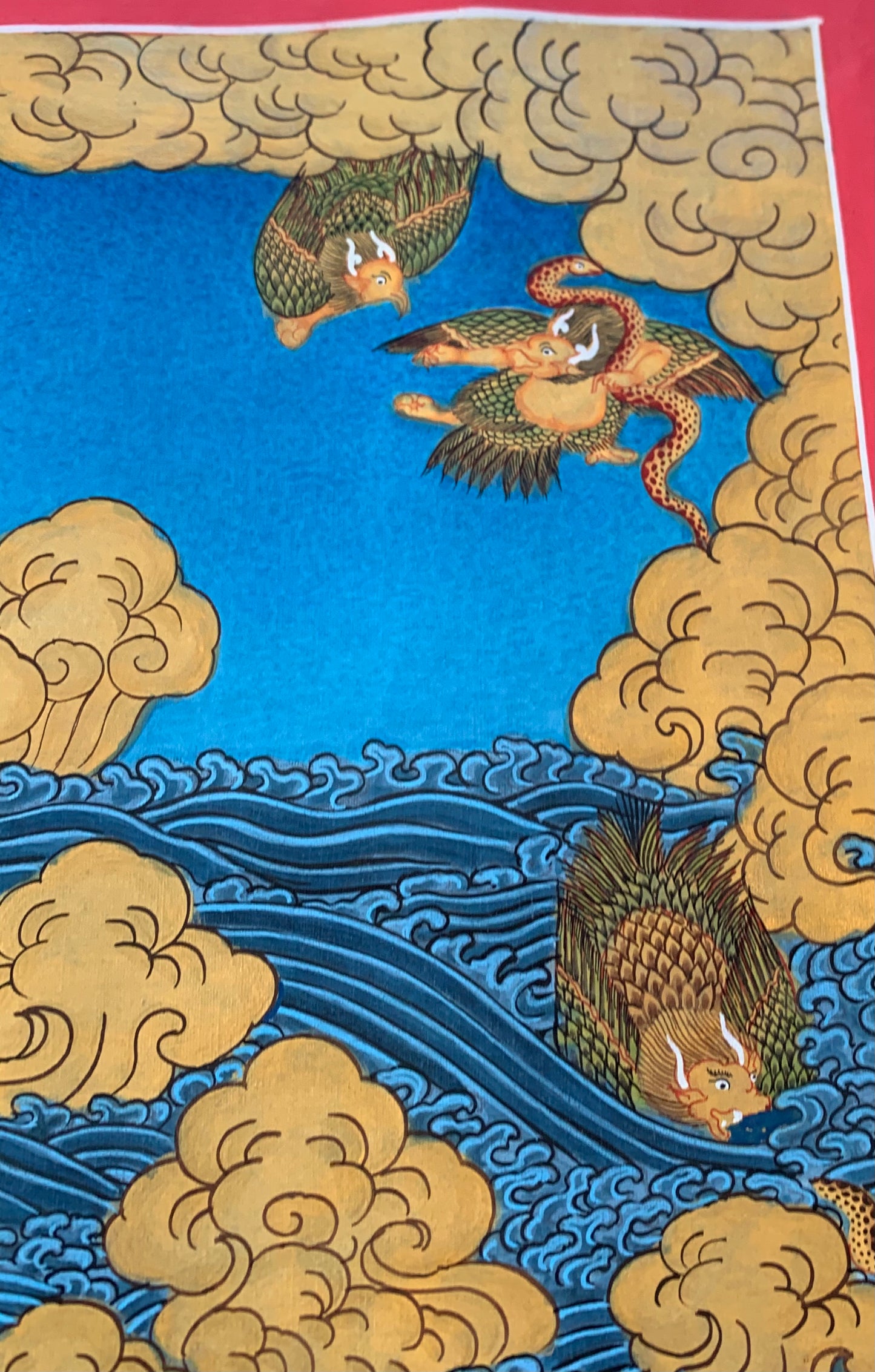 Paani Buddha Water Crossing Unbrocaded Thangka