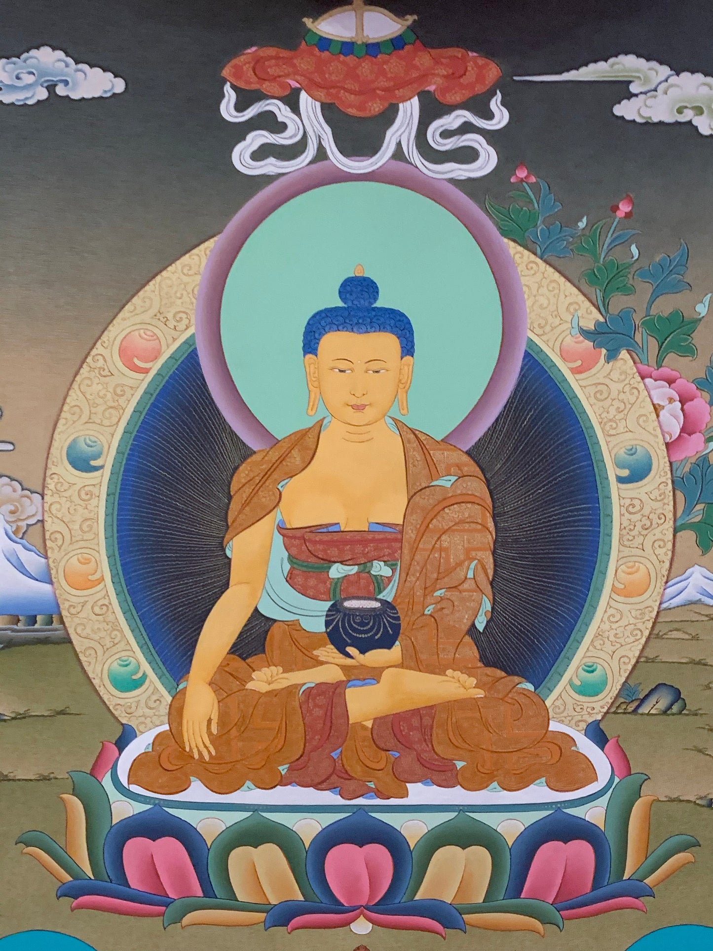 Shakyamuni Three Buddha Thangka