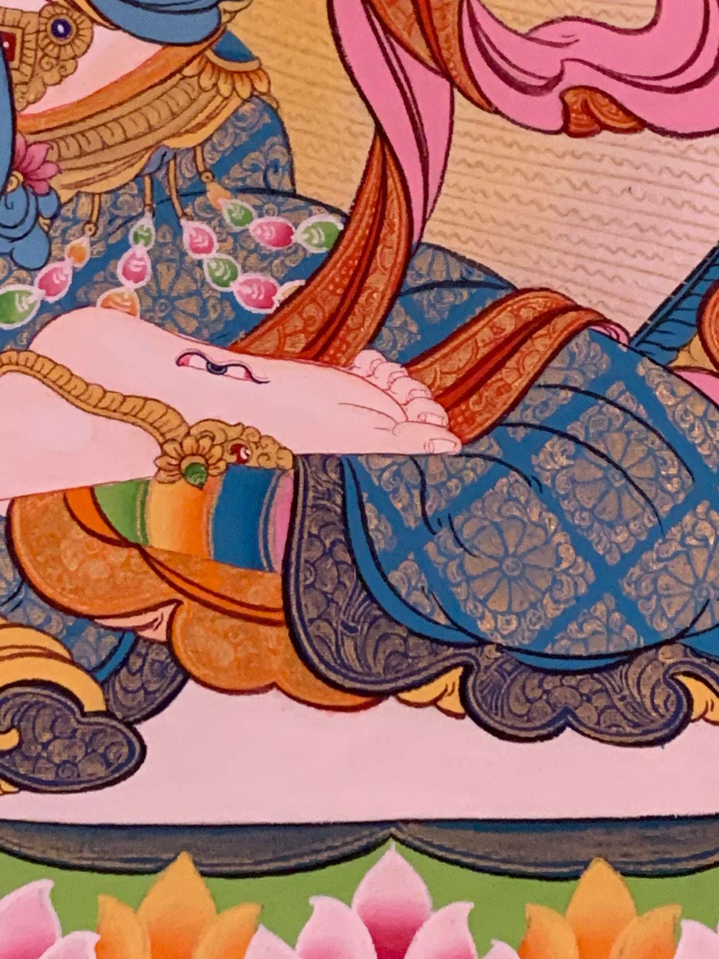 White Tara Long Life Floral Thangka