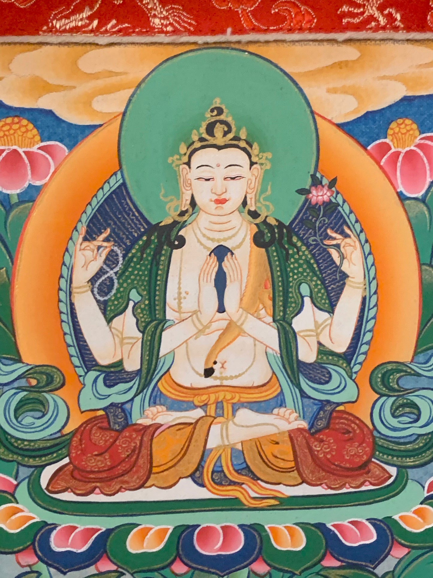 Rainbow Body Guru Rinpoche Dragon Brocade Thangka
