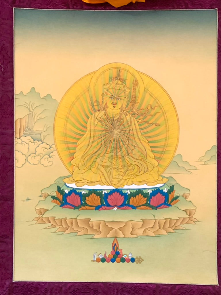Rainbow Body Guru Rinpoche Karma Gadri Thangka