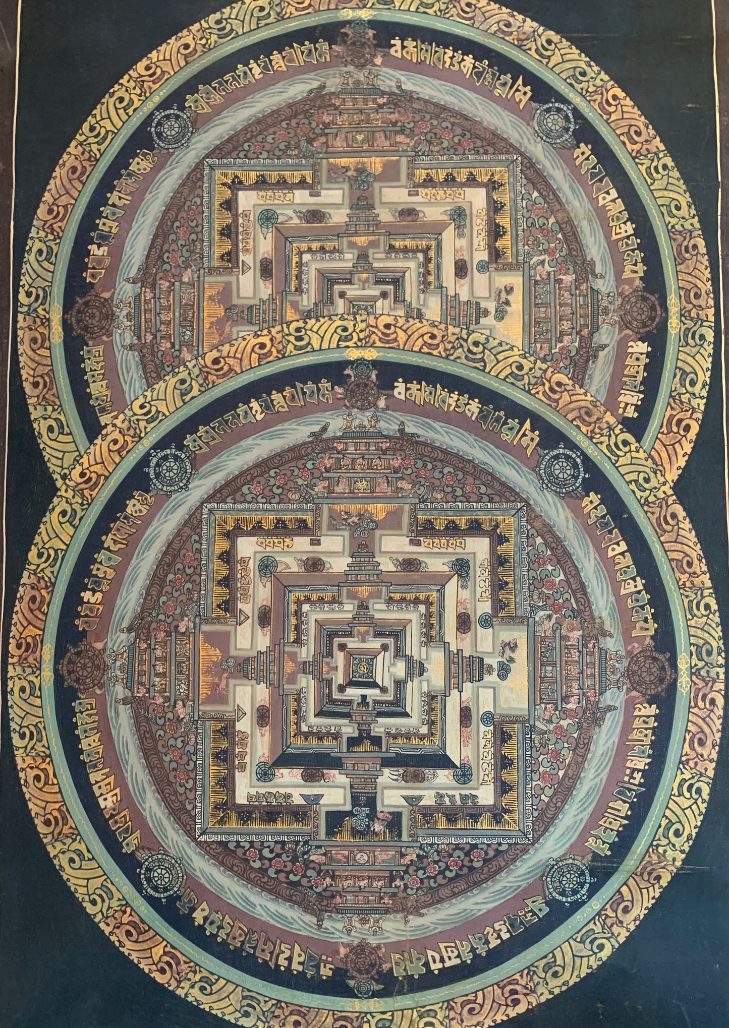 Double Kalachakra Mandala Unbrocaded Thangka