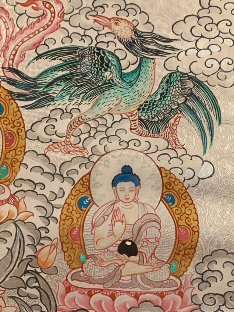 Silver Chenrezig Thangka