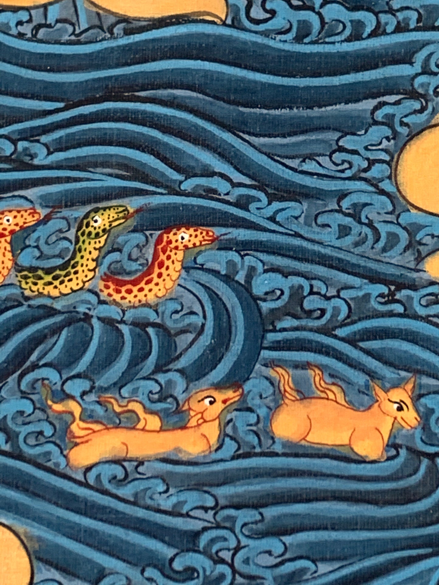 Paani Buddha Water Crossing Unbrocaded Thangka