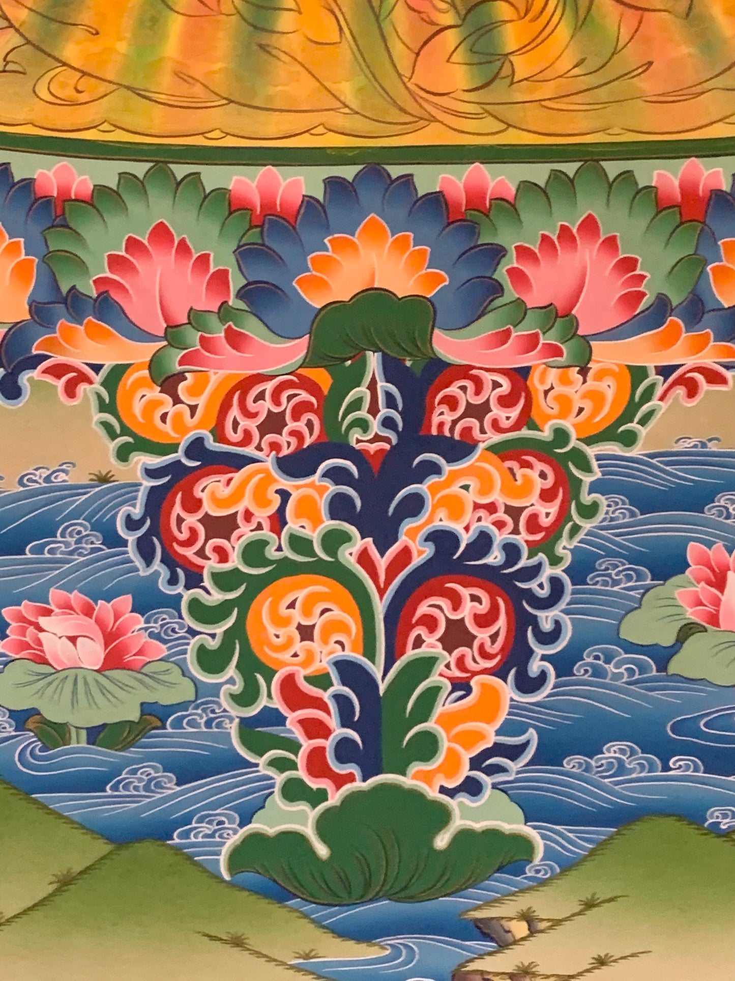 Rainbow Body Guru Rinpoche Dragon Brocade Thangka