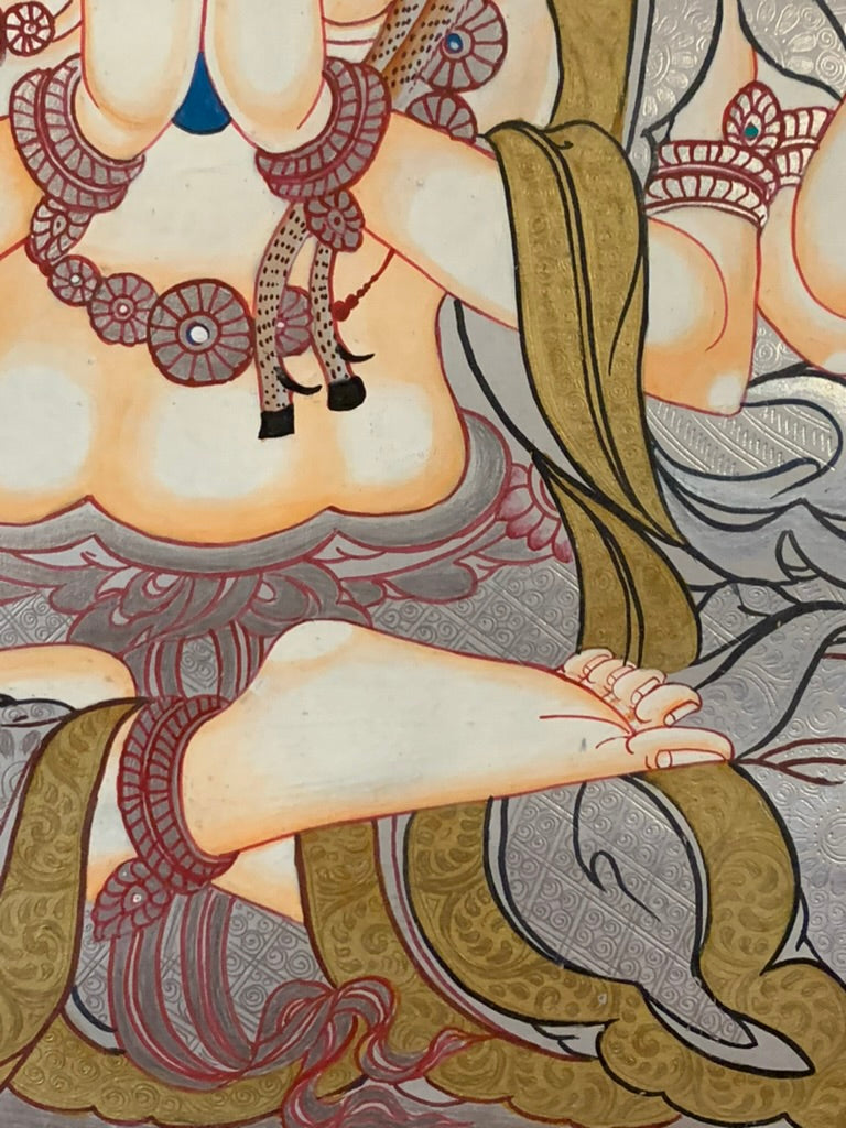 Silver Chenrezig Thangka