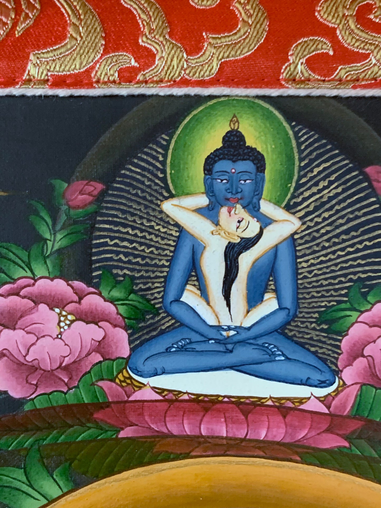 Vajrasattva Dark Blue Brocade Thangka