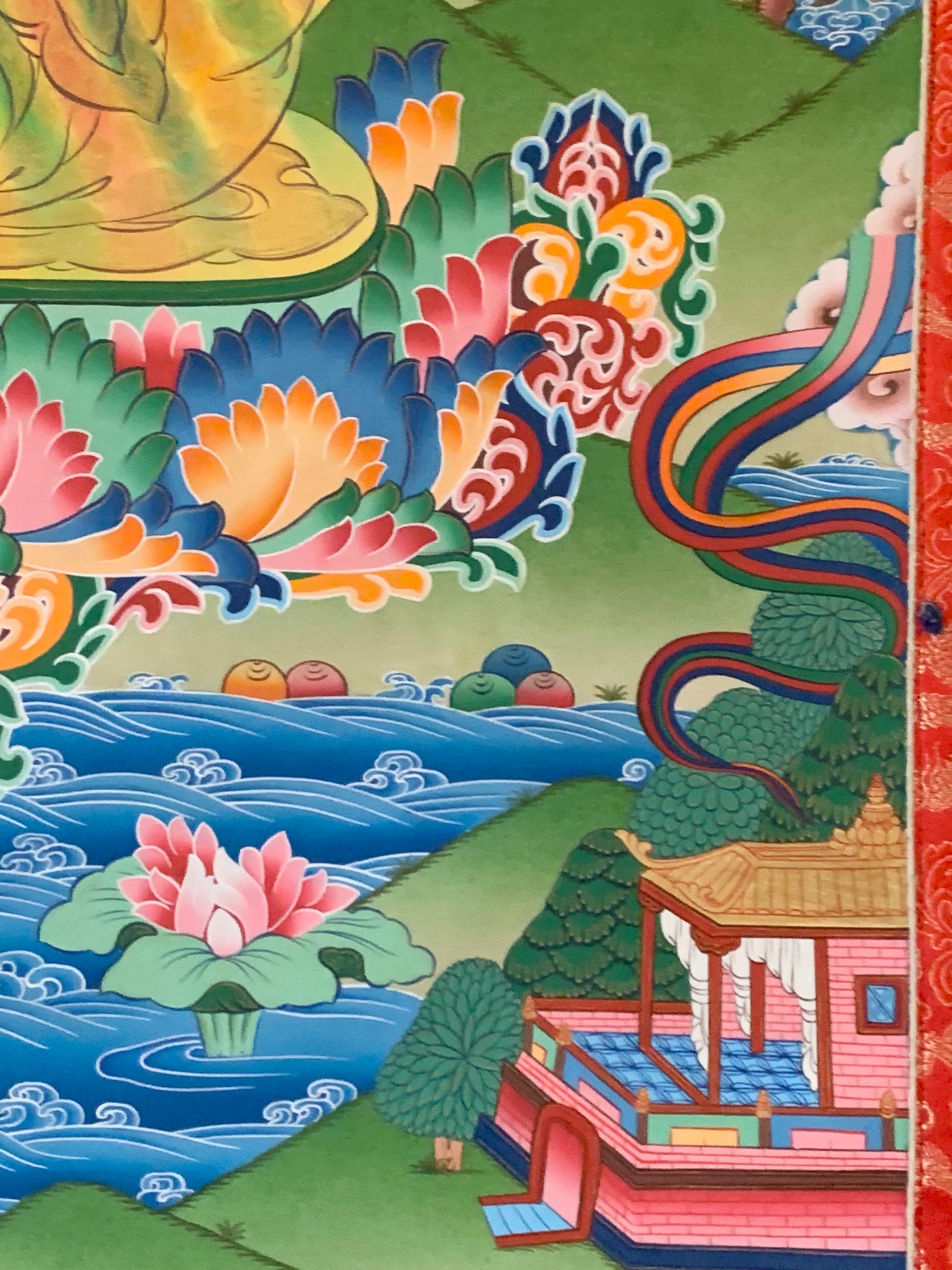 Rainbow Body Guru Rinpoche Dragon Brocade Thangka