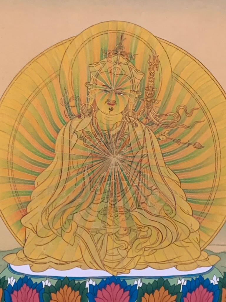 Rainbow Body Guru Rinpoche Karma Gadri Thangka