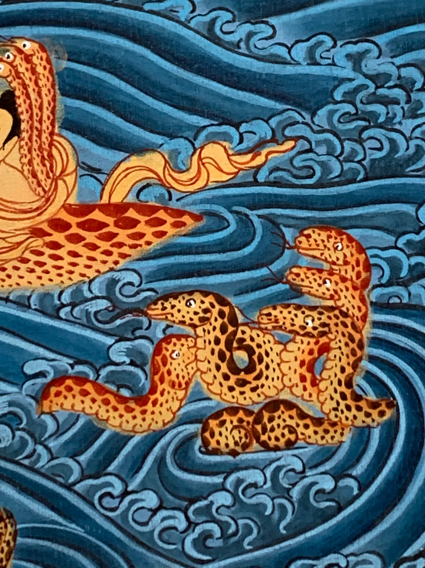 Paani Buddha Water Crossing Unbrocaded Thangka