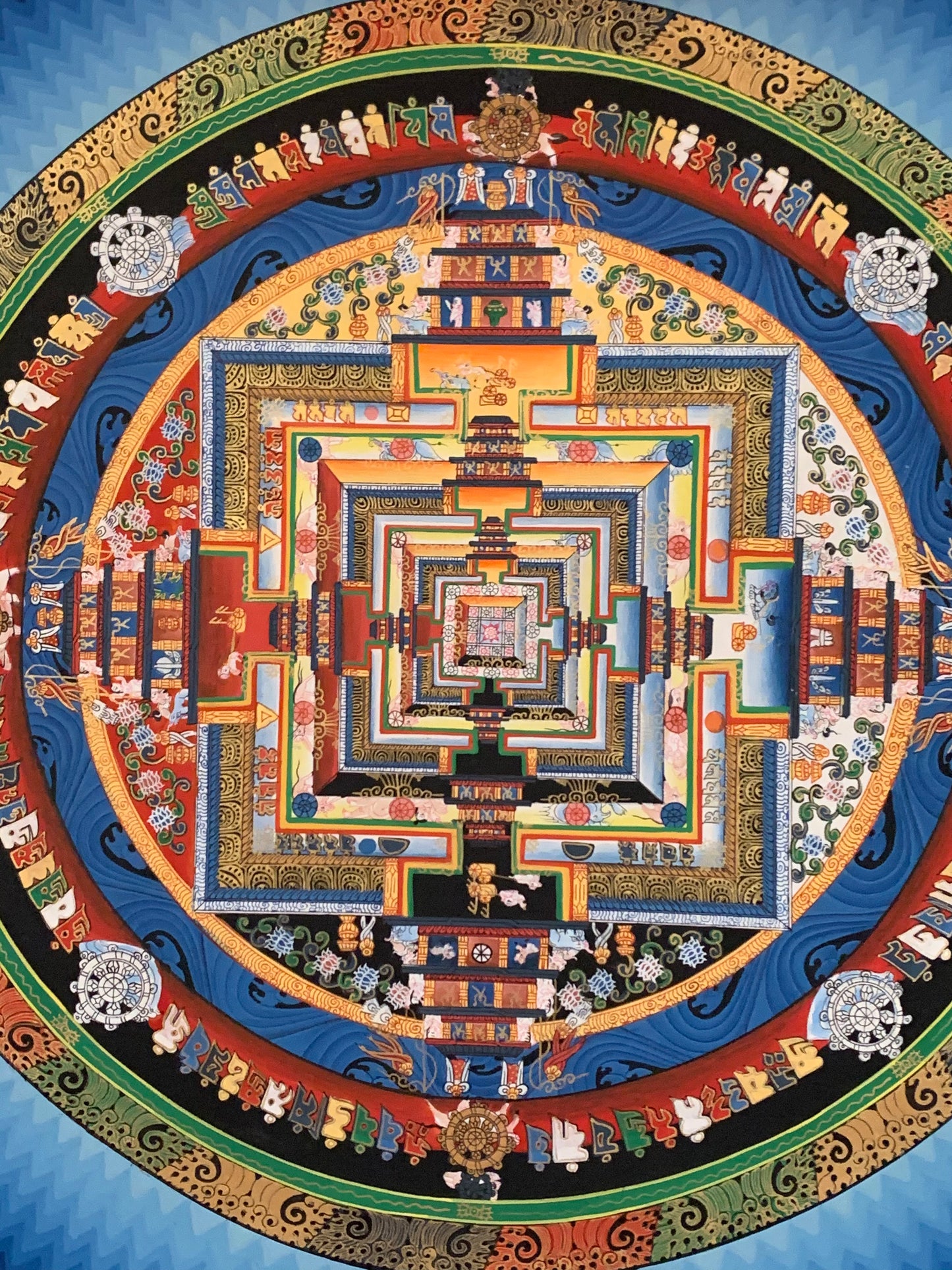 Kalachakra Blue Mandala Blue Brocade