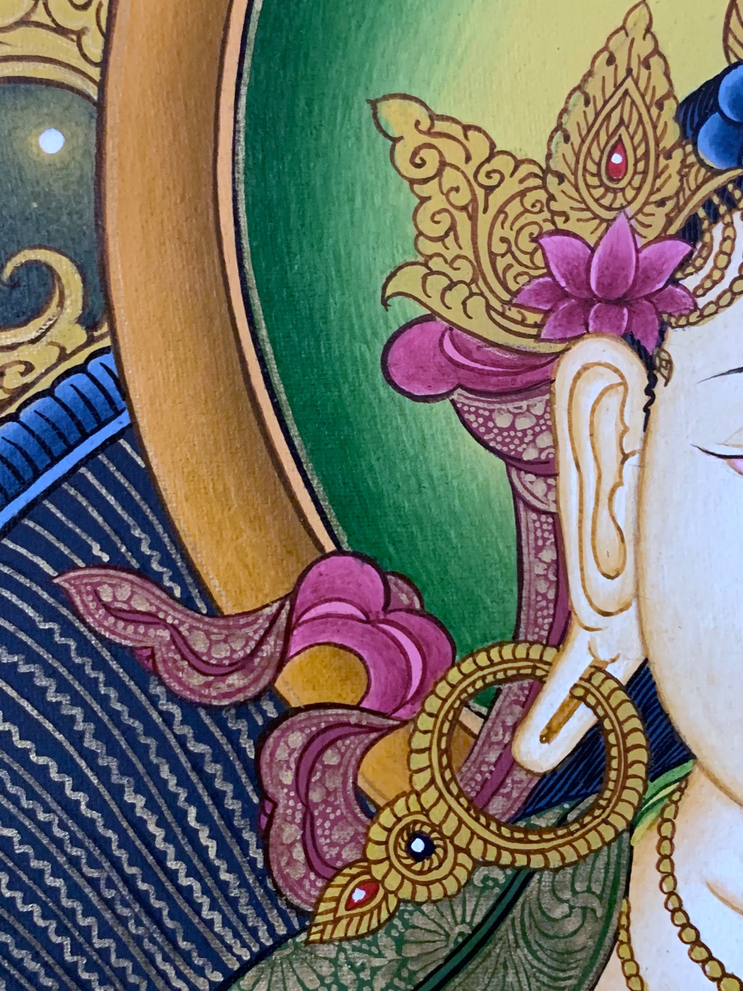 Vajrasattva Dark Blue Brocade Thangka