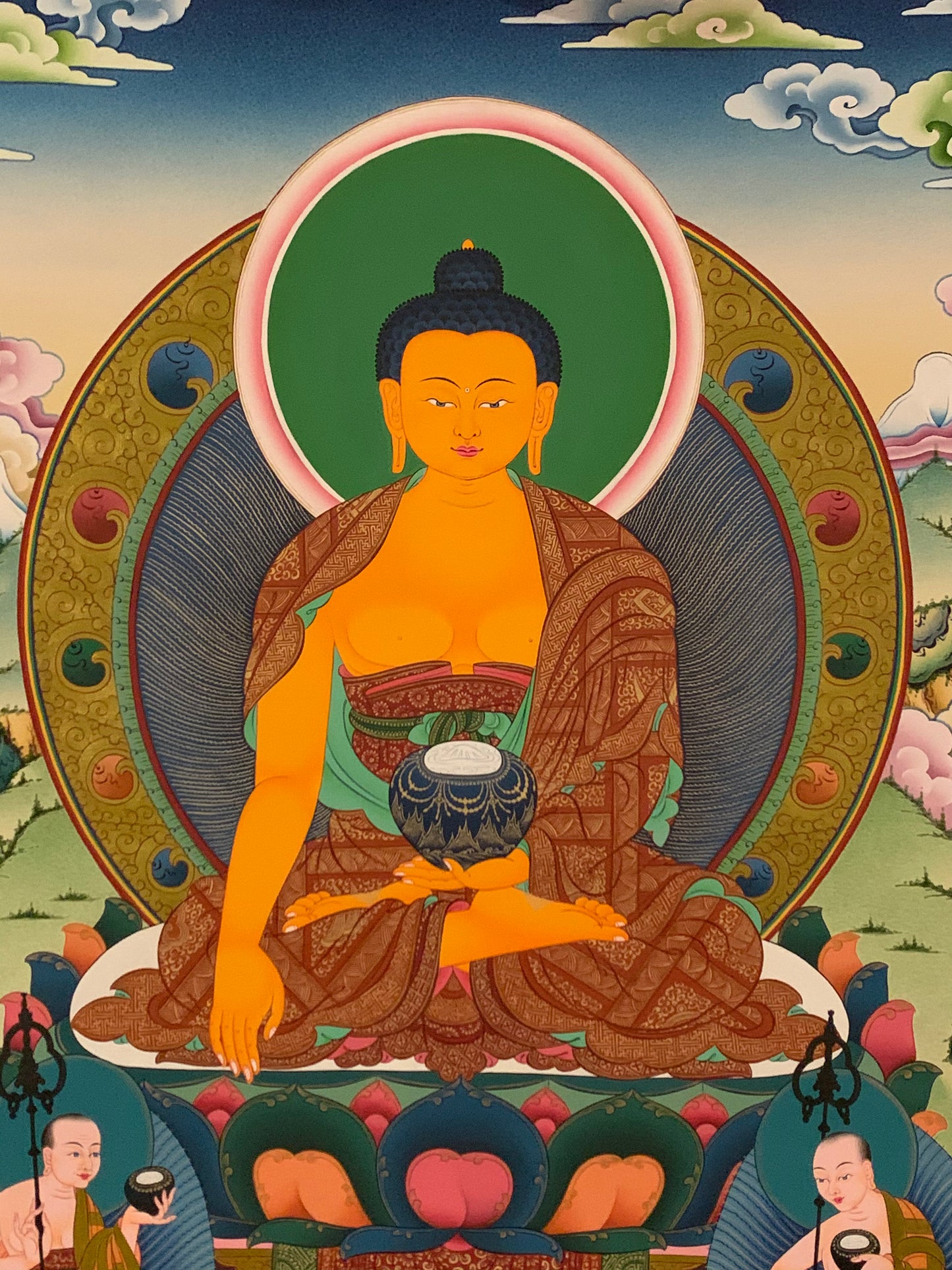Shakyamuni With Attendants Thangka