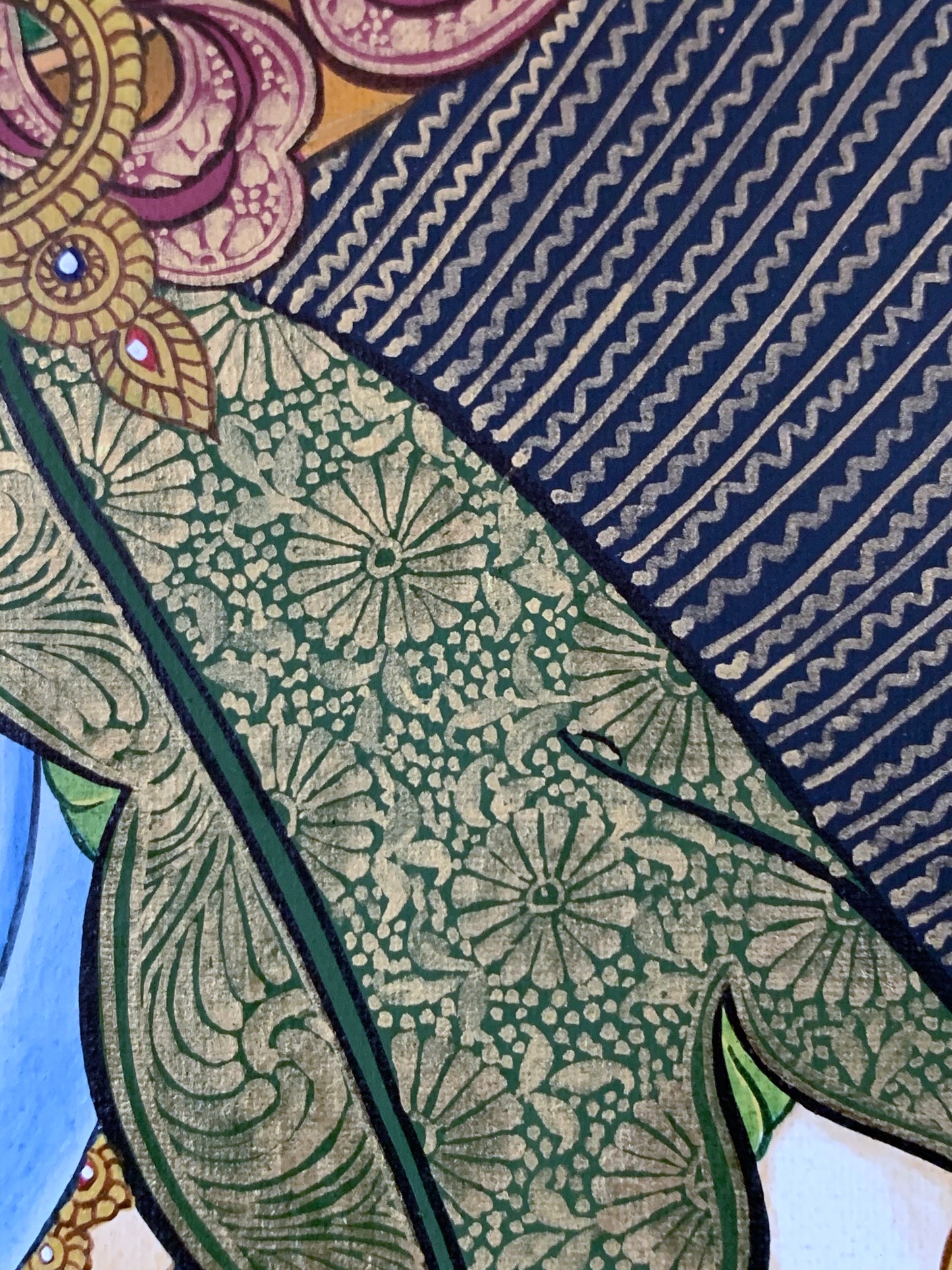 Vajrasattva Dark Blue Brocade Thangka