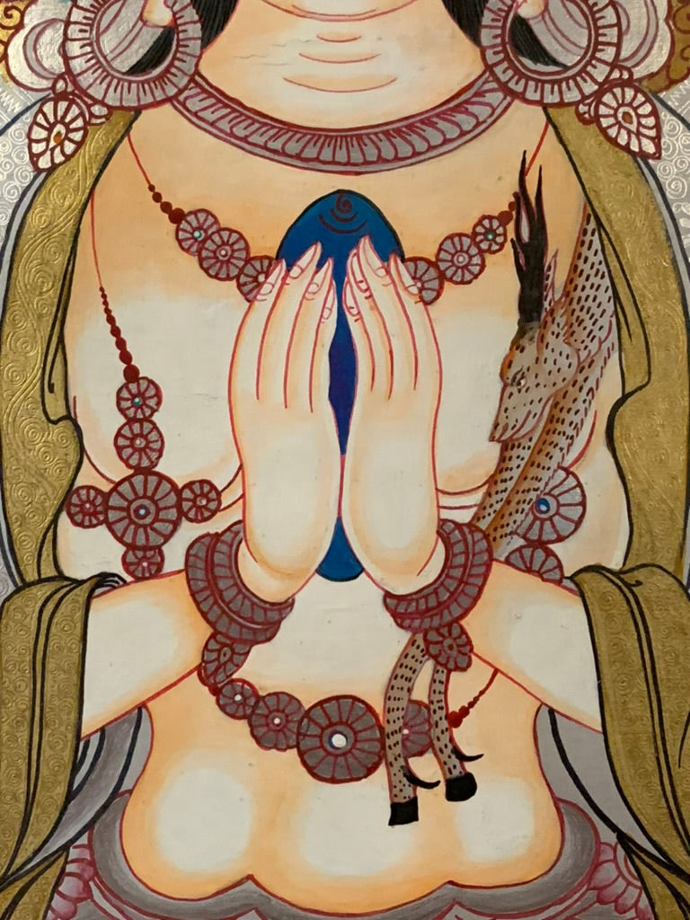 Silver Chenrezig Thangka