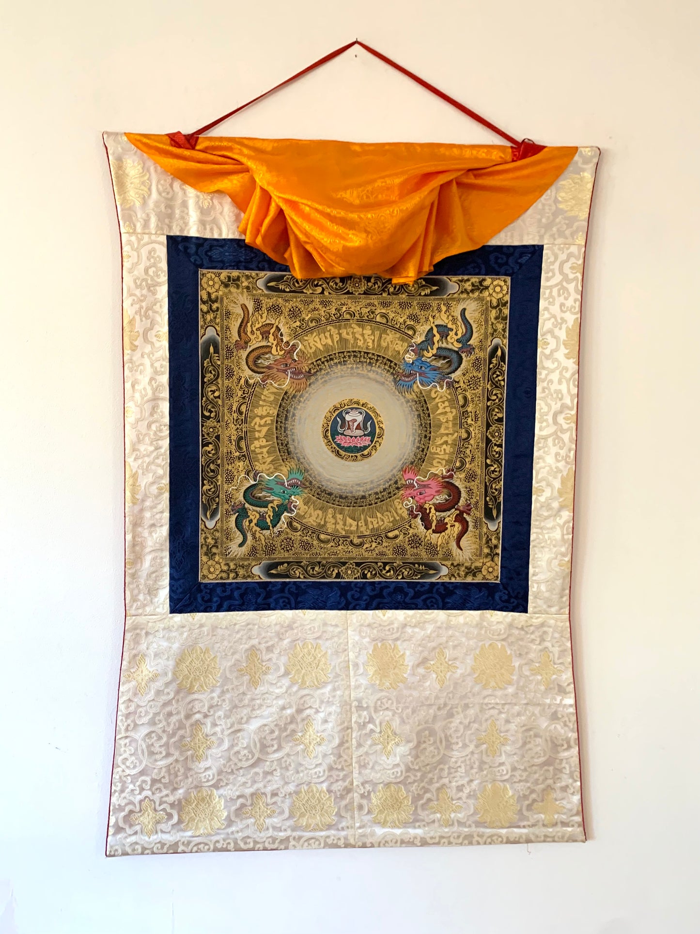 Mantra Mandala Conch Light Brocade Thangka