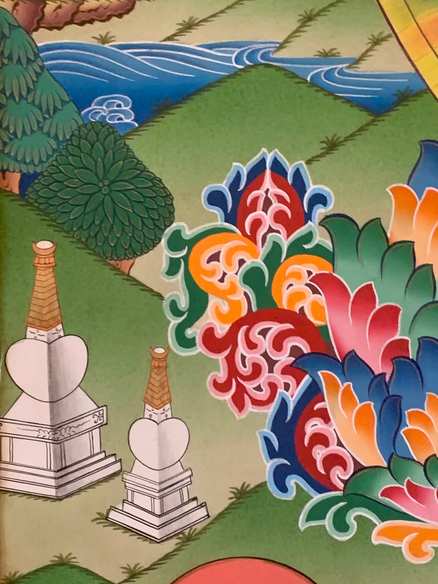 Rainbow Body Guru Rinpoche Dragon Brocade Thangka