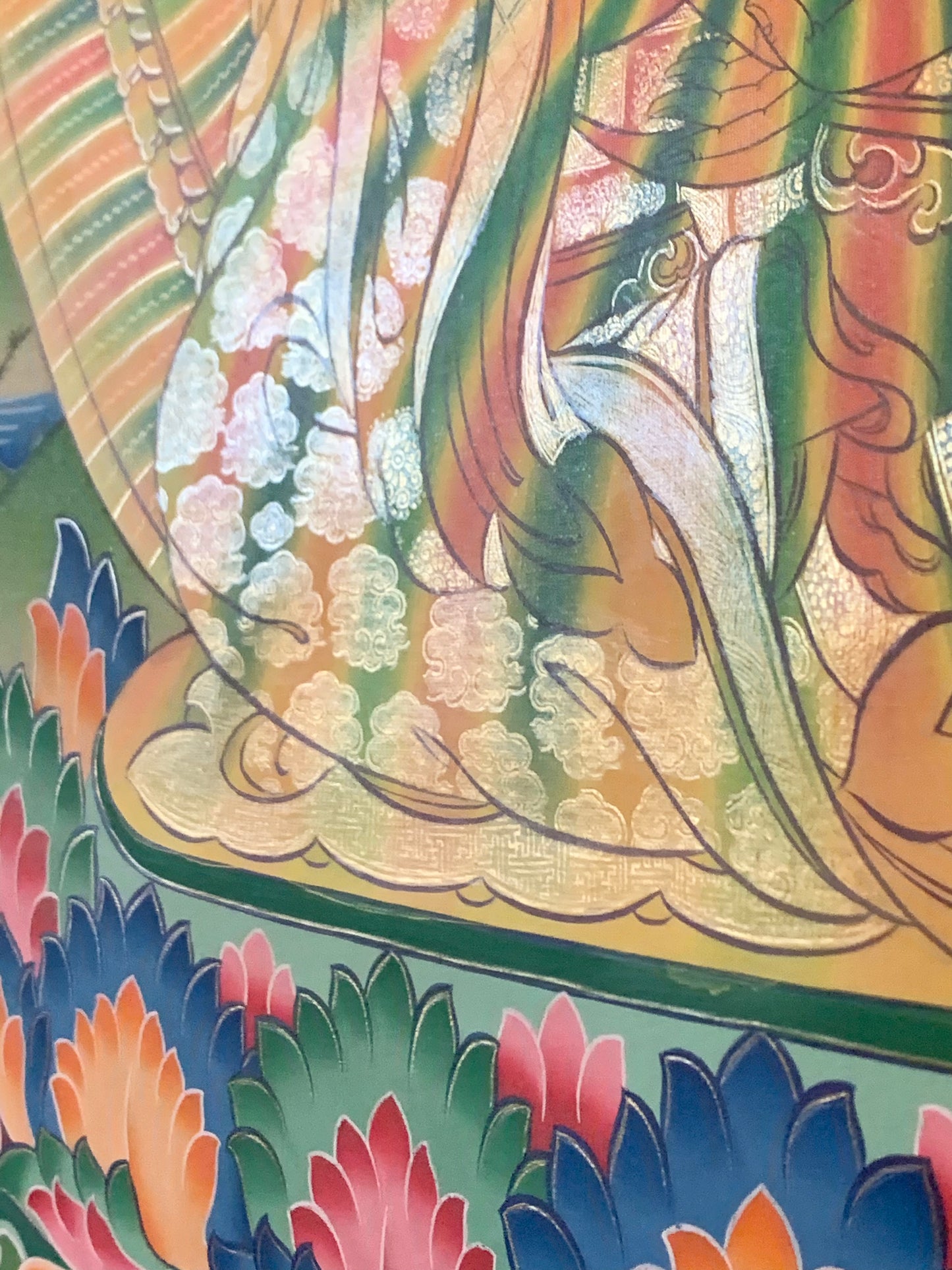 Rainbow Body Guru Rinpoche Dragon Brocade Thangka