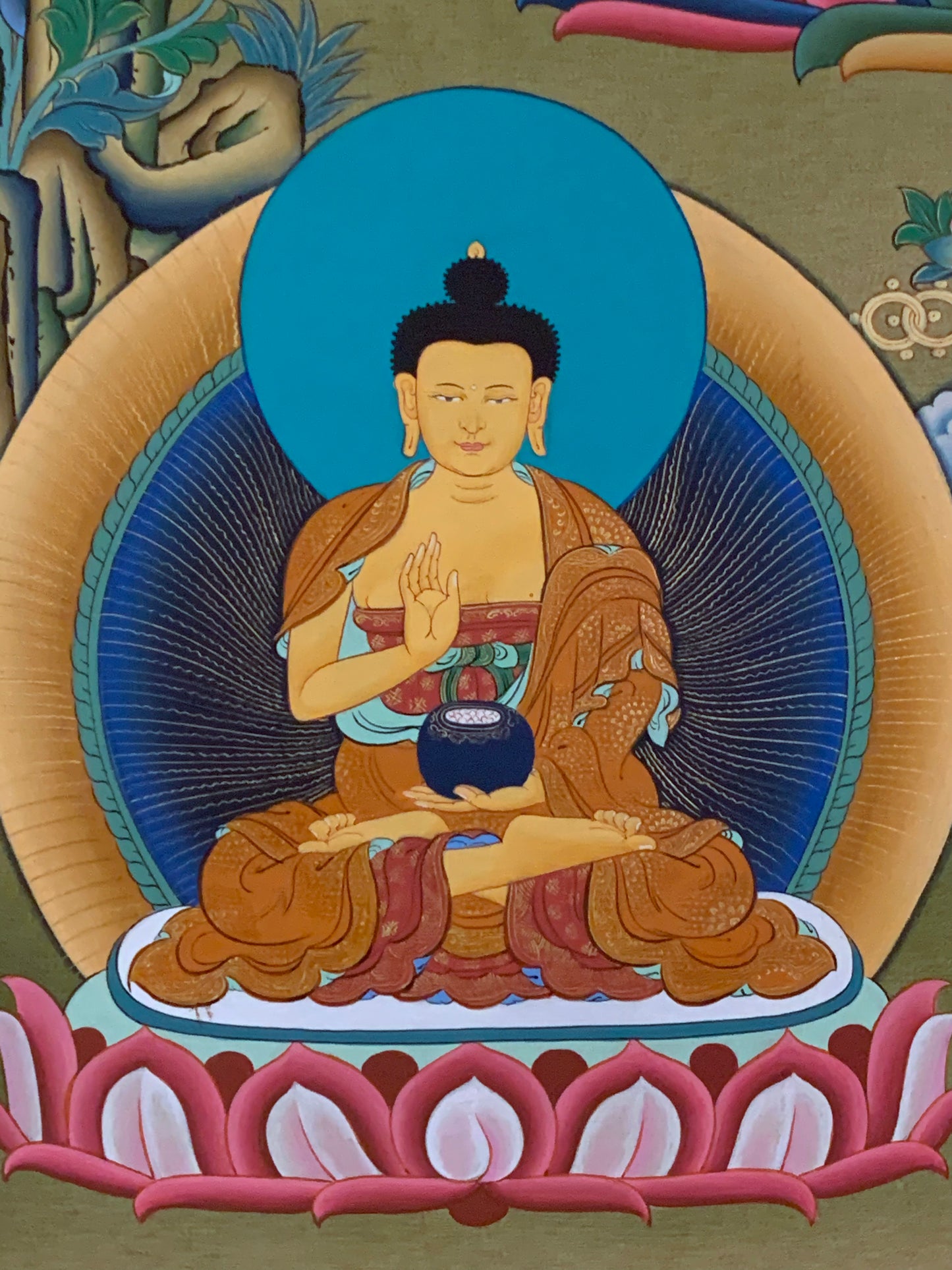 Shakyamuni Three Buddha Thangka