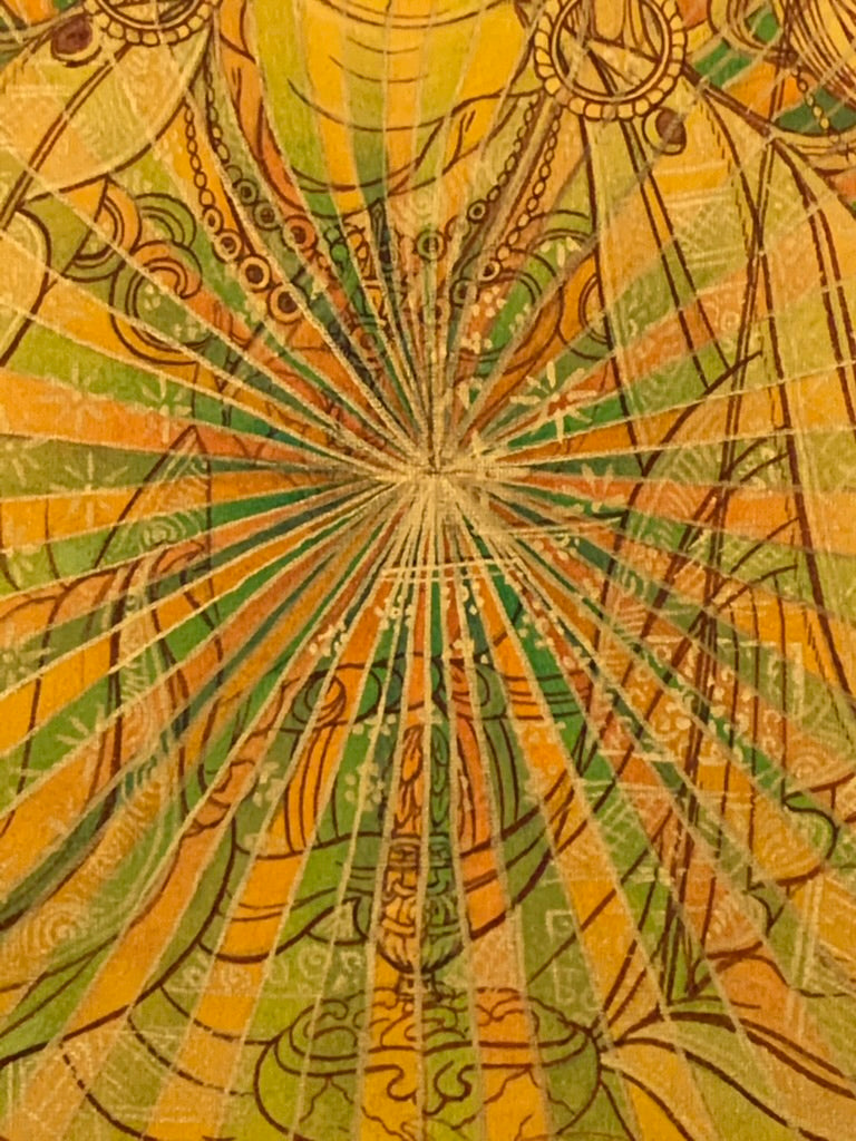 Rainbow Body Guru Rinpoche Karma Gadri Thangka