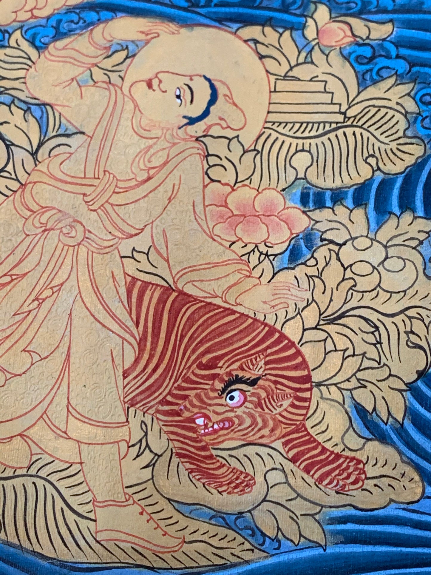 Paani Buddha Water Crossing Unbrocaded Thangka