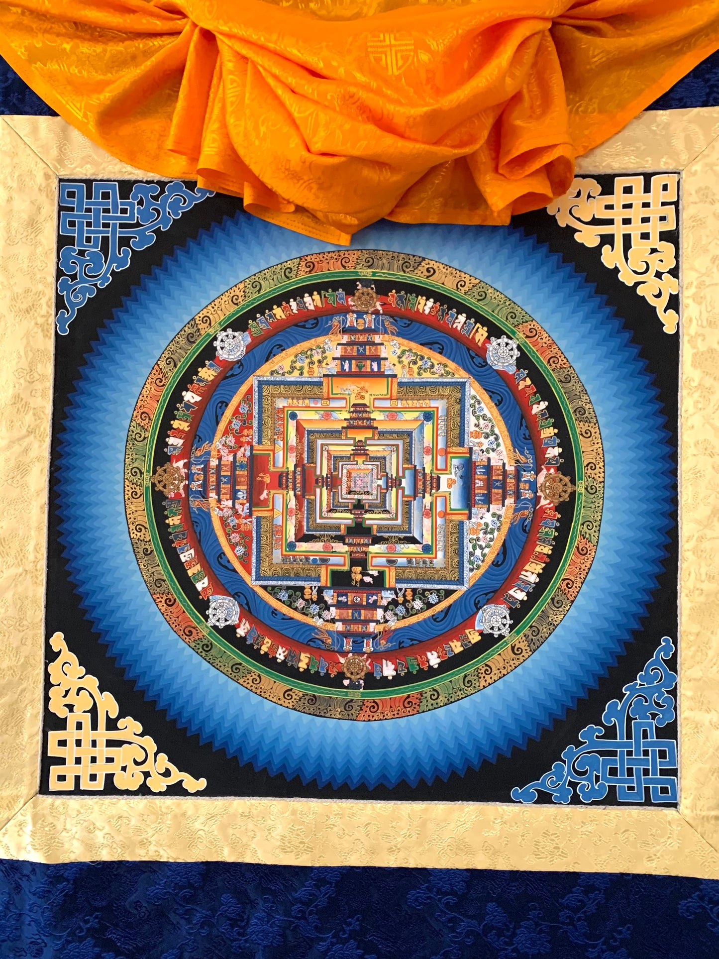 Kalachakra Blue Mandala Blue Brocade