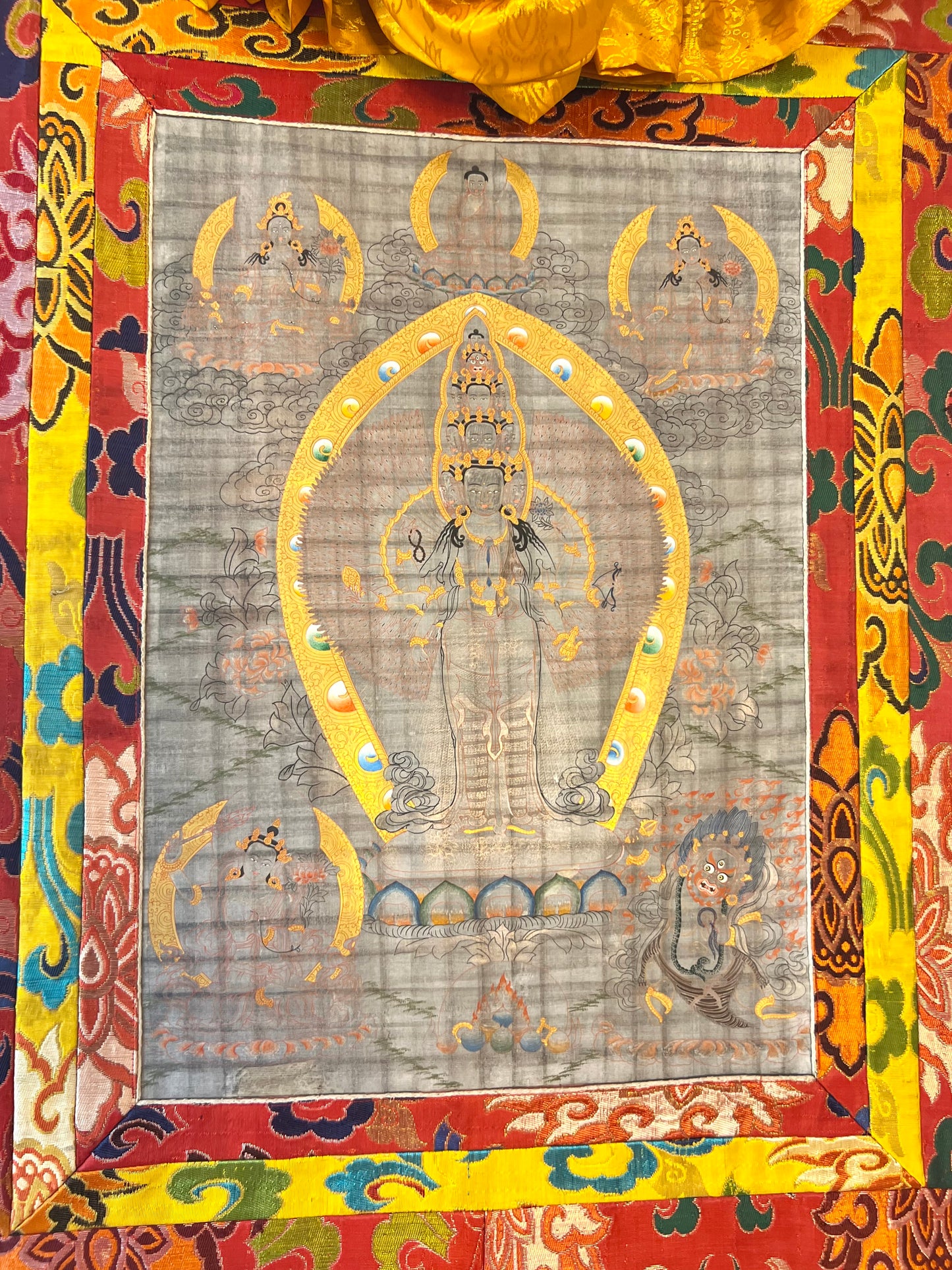 Thousand Armed Avalokiteshevara Silver Thangka