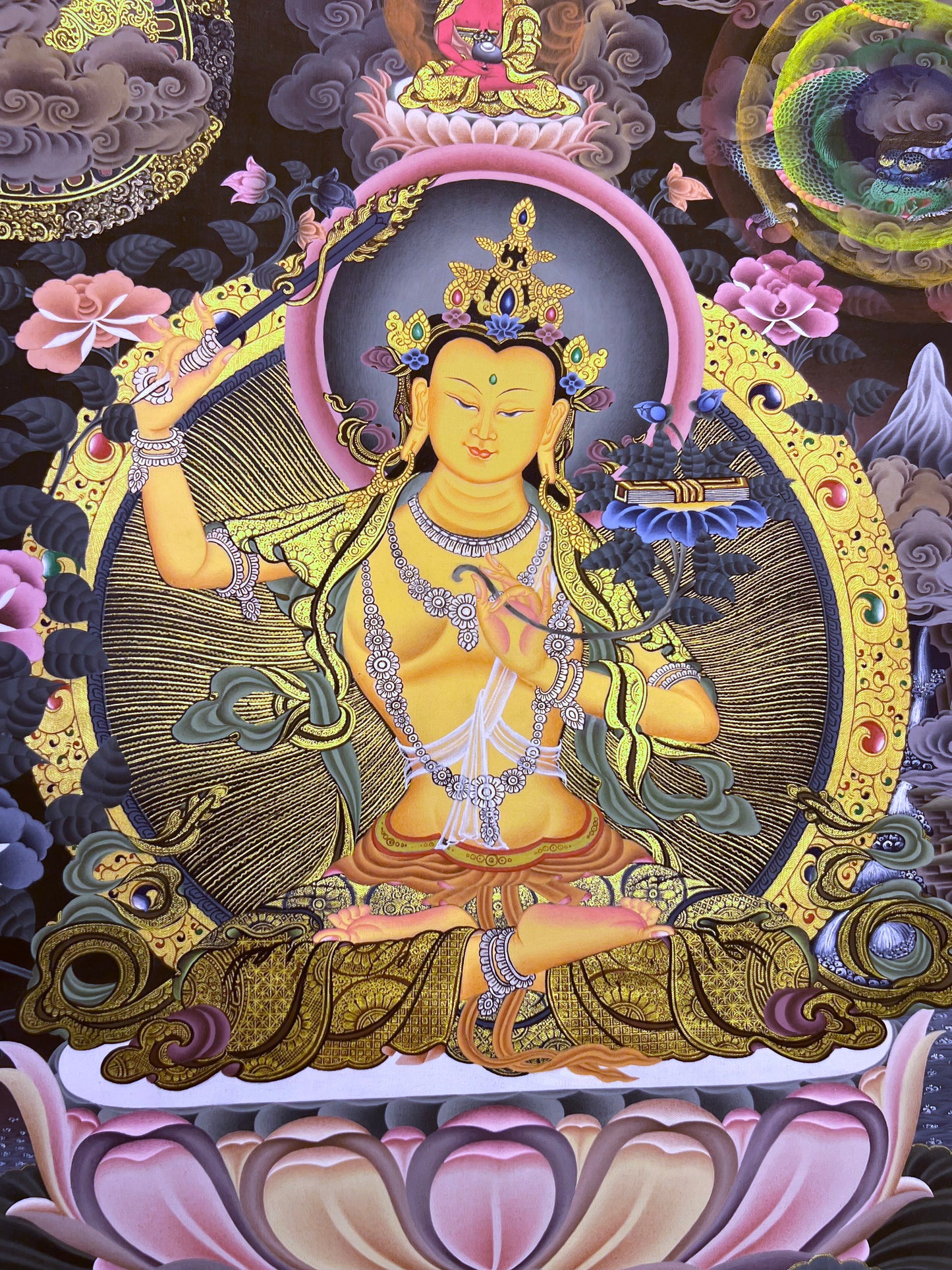 Manjushri Dragon Unbrocaded Thangka