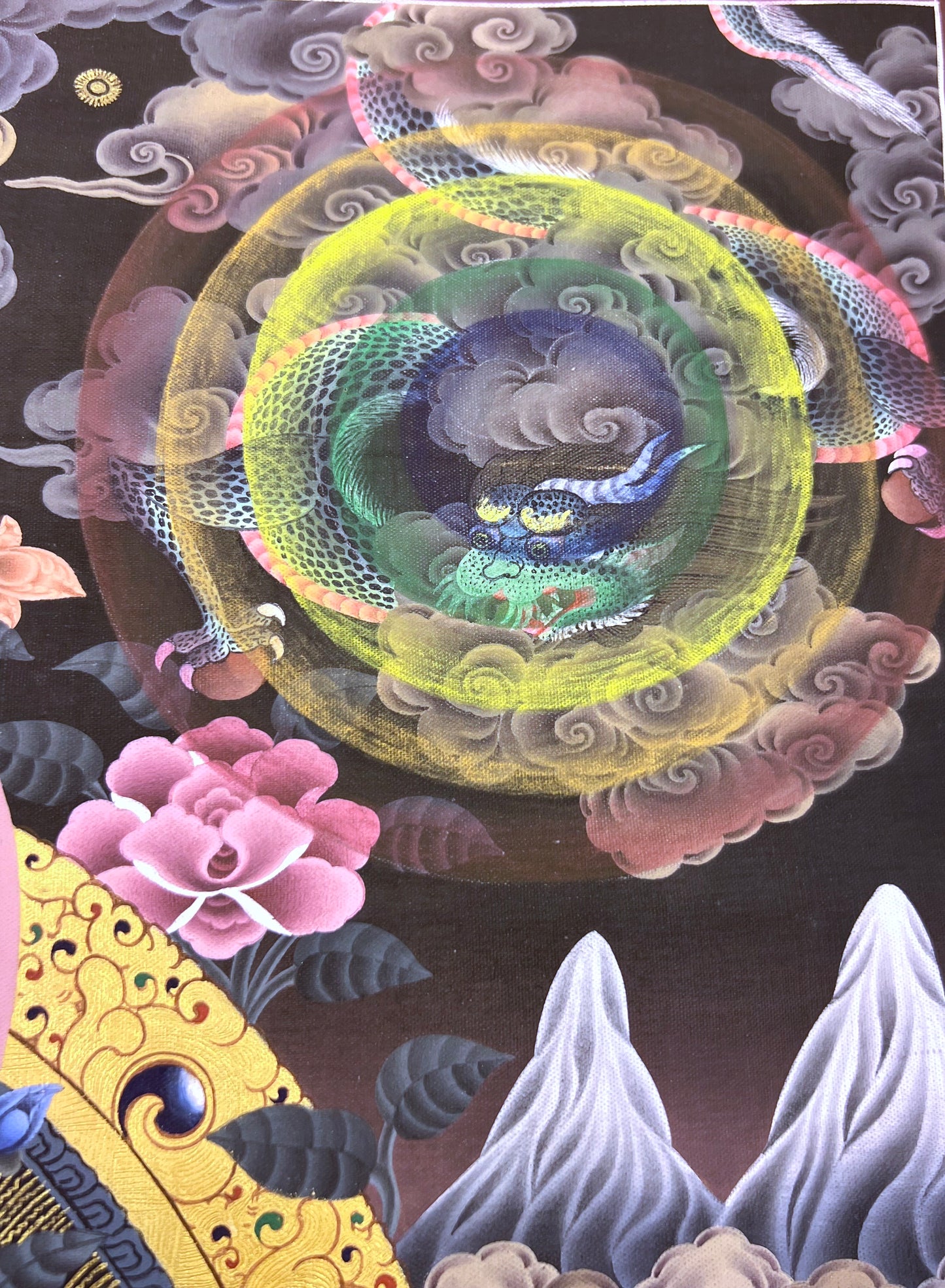 Manjushri Dragon Unbrocaded Thangka