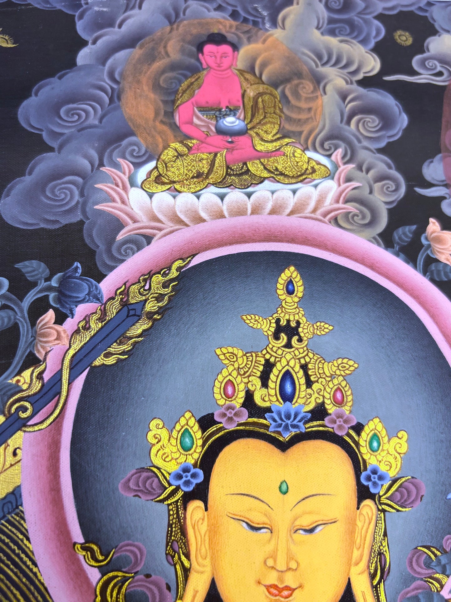 Manjushri Dragon Unbrocaded Thangka