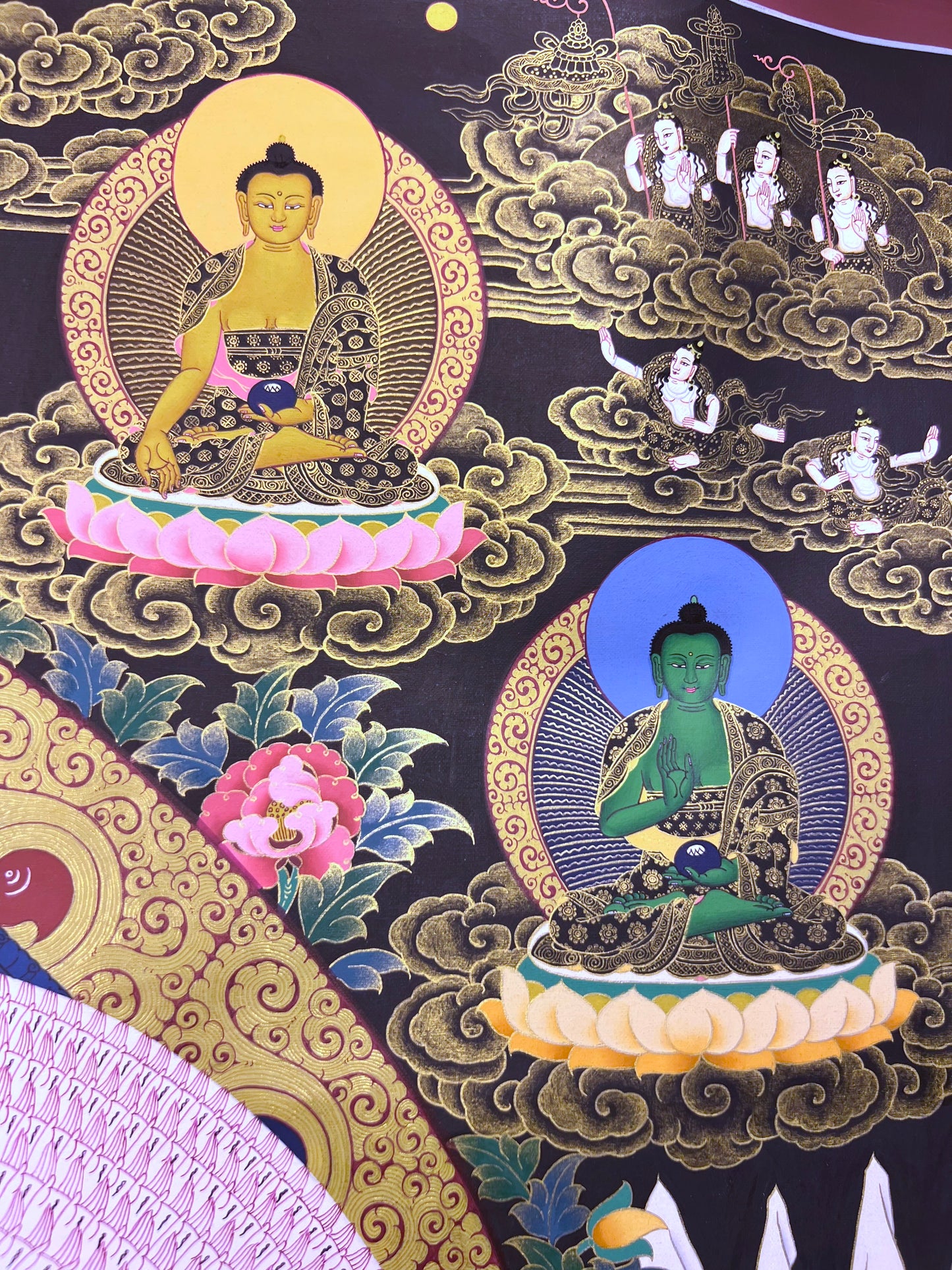 Thousand Armed Avalokiteshvara Five Dyhani Buddha Thangka