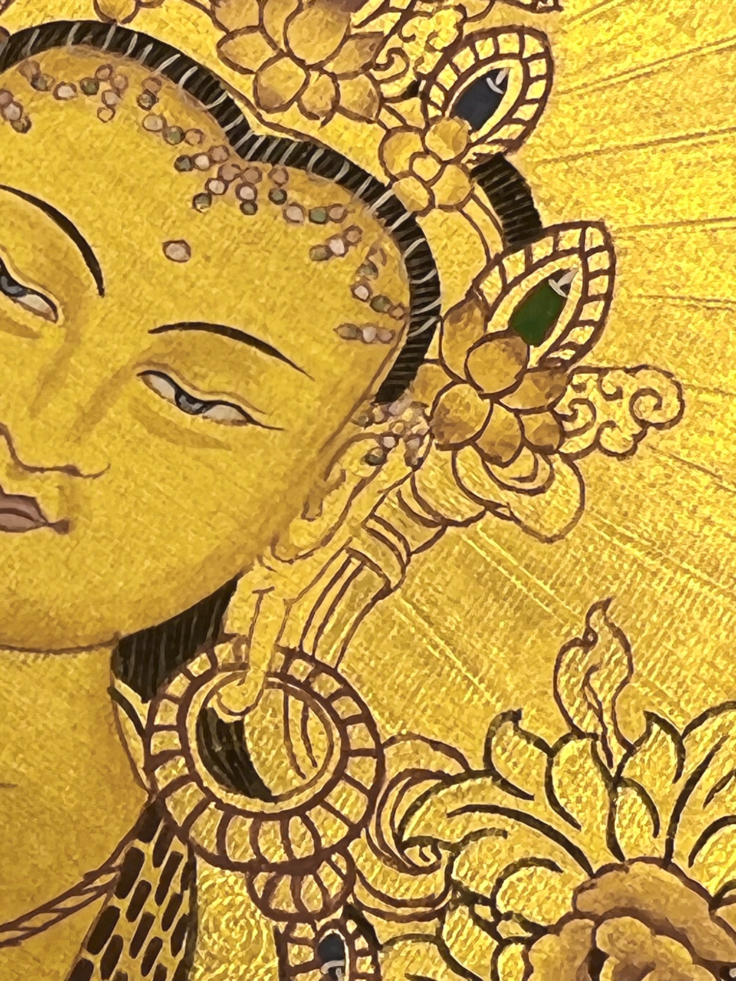 Chenrezig Om Mani Padme Hum Golden Thangka