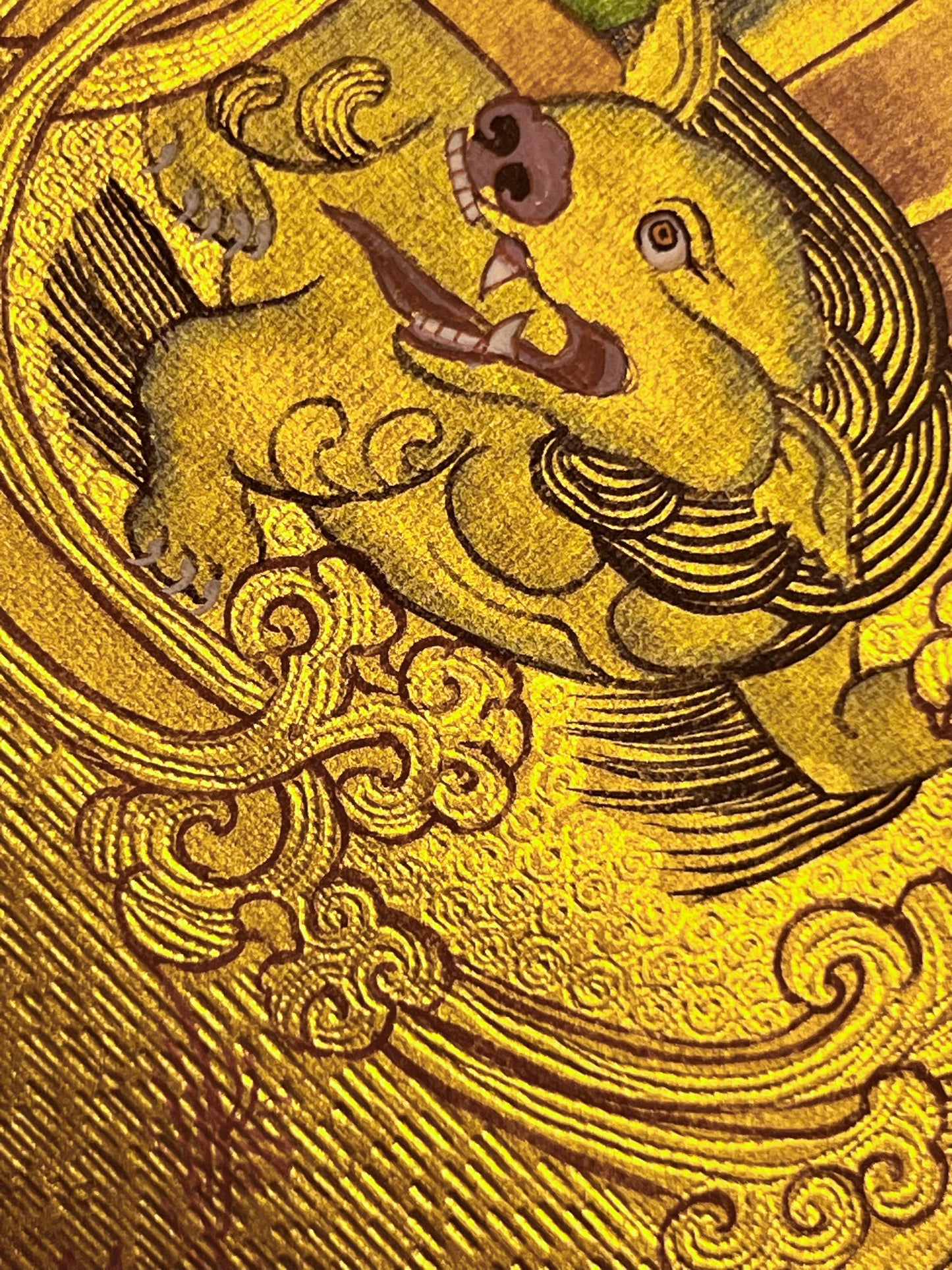 Chenrezig Om Mani Padme Hum Golden Thangka
