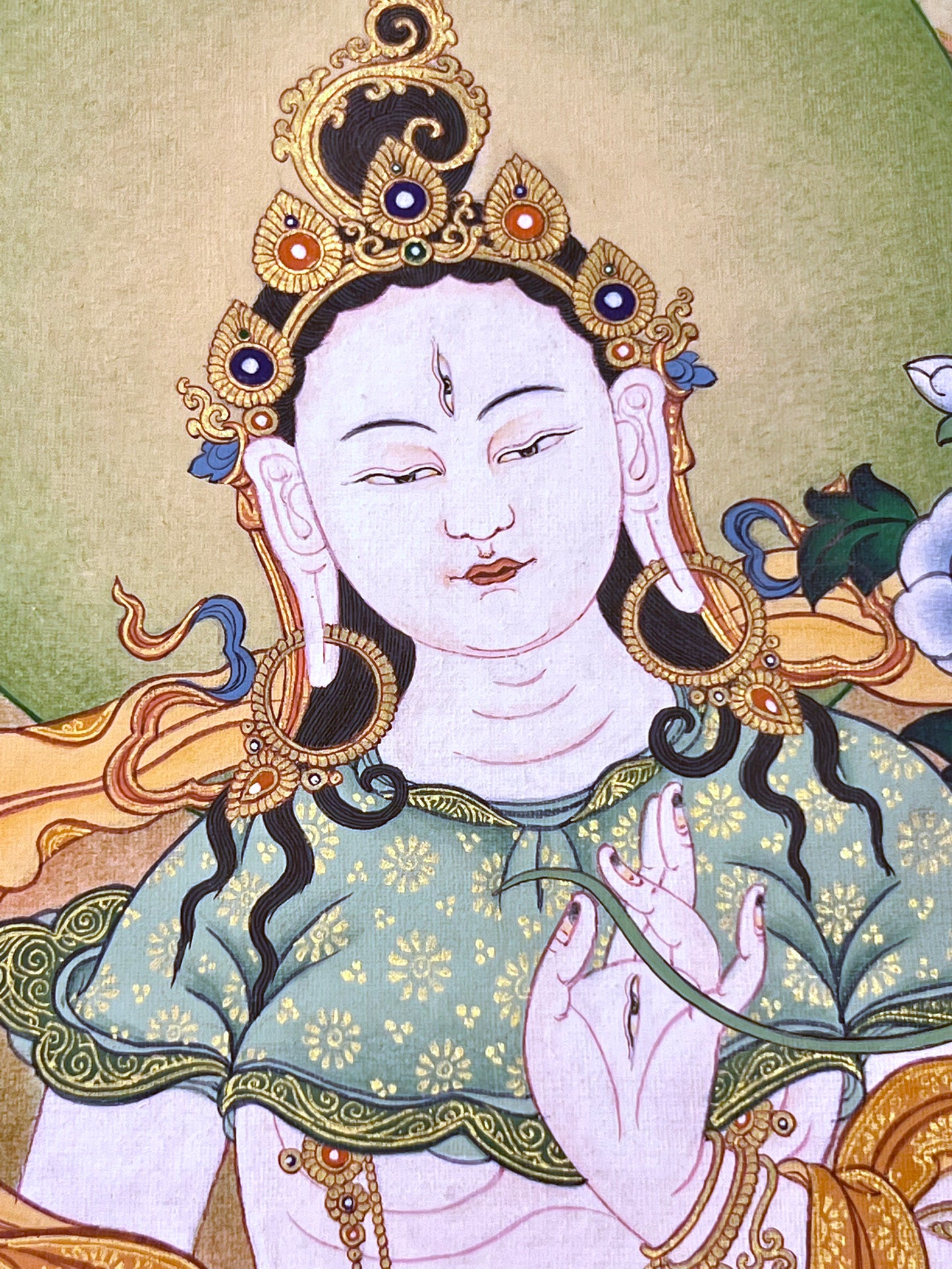 White Tara Karma Gadri Long Life Unbrocaded Thangka