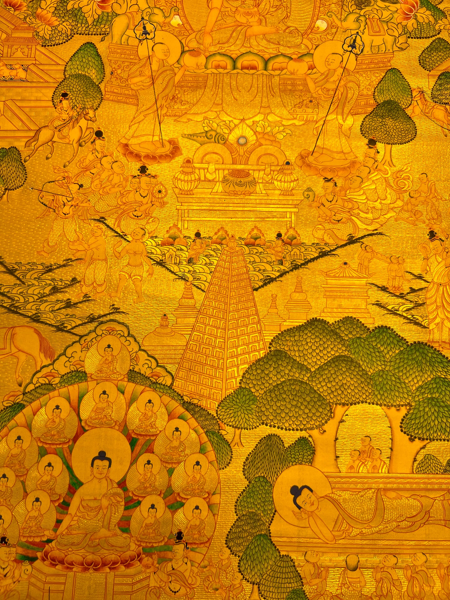 Shakyamuni Life Story Golden Unbrocaded Thangka
