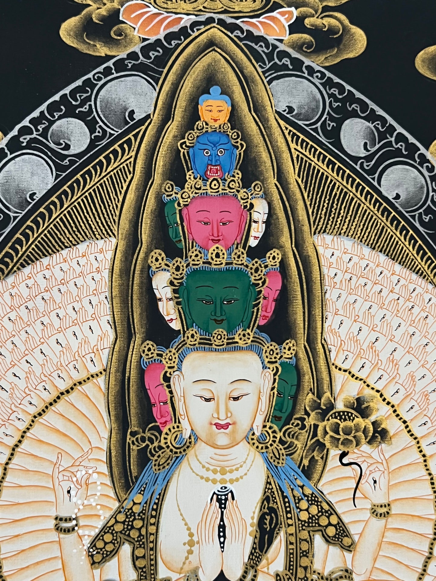 Thousand Armed Avalokiteshvara Gold Brocade Thangka