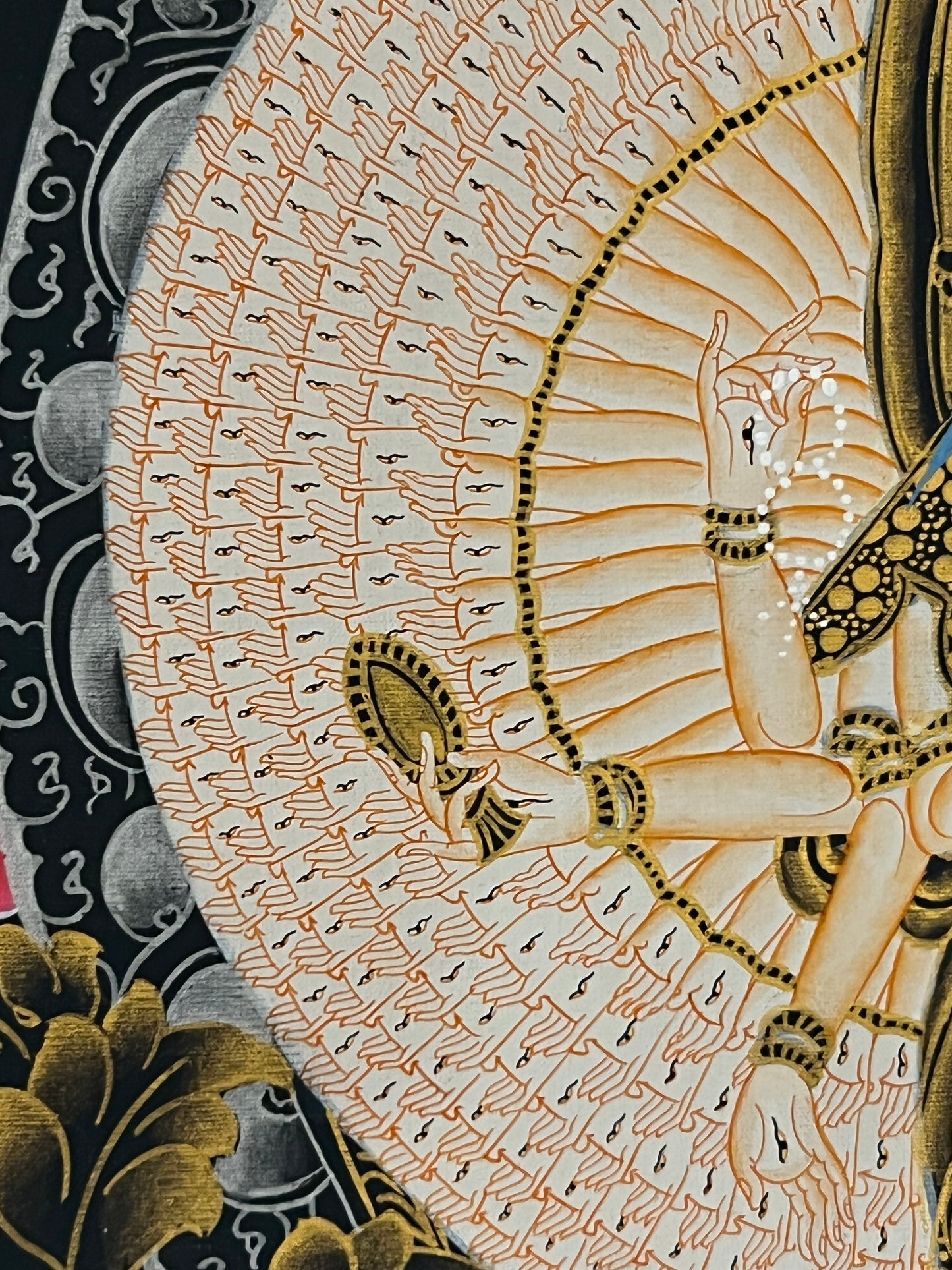 Thousand Armed Avalokiteshvara Gold Brocade Thangka