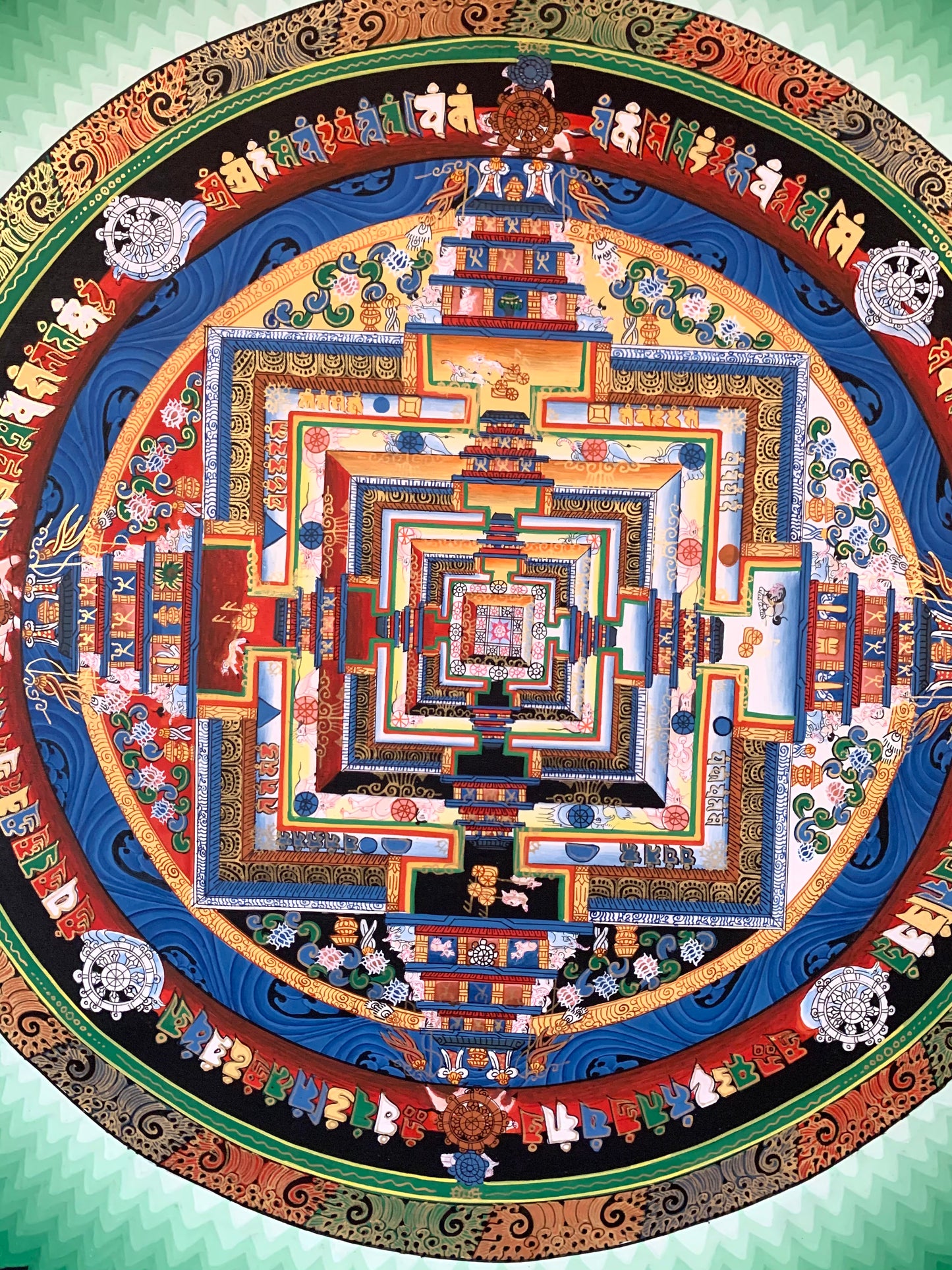 Kalachakra Green Mandala Black Brocade