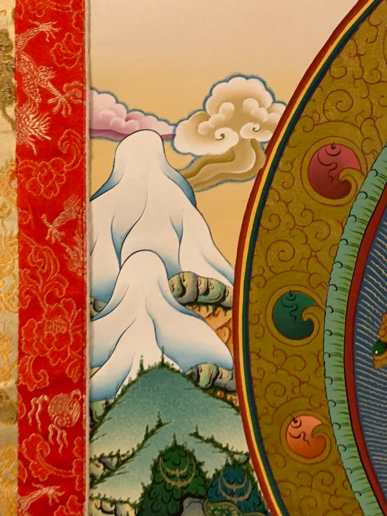 Chenrezig Dragon Brocade Thangka