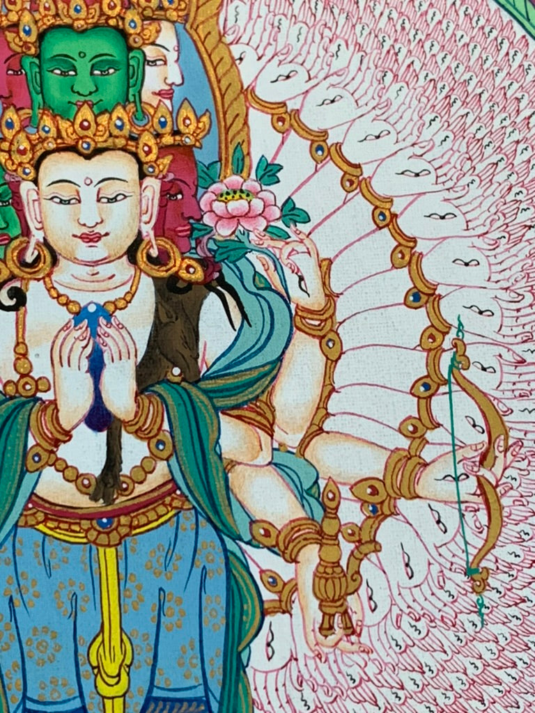 Avalokiteshvara Bird Mandala Unbrocaded Thangka