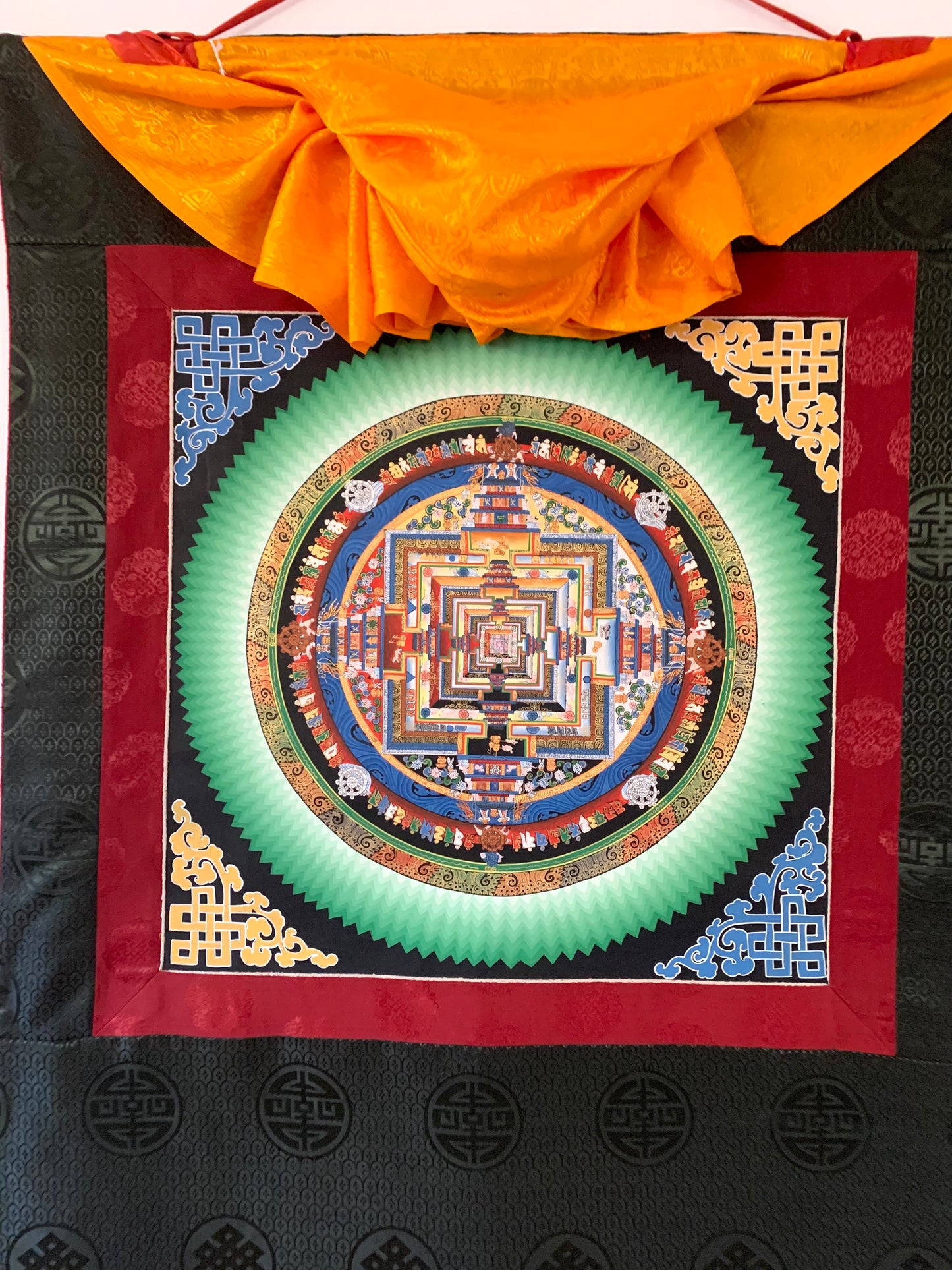 Kalachakra Green Mandala Black Brocade