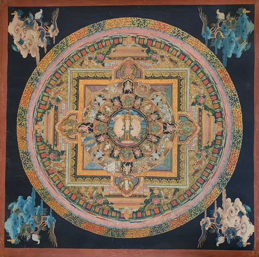 Avalokiteshvara Mandala Dragon Unbrocaded Thangka