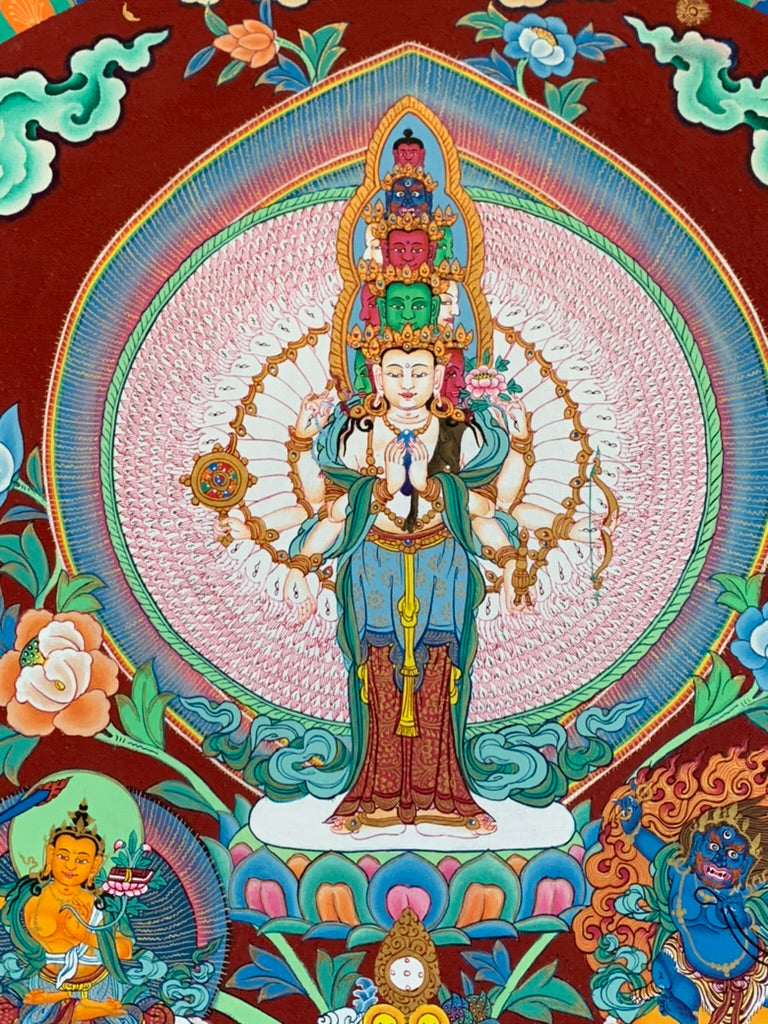 Avalokiteshvara Bird Mandala Unbrocaded Thangka