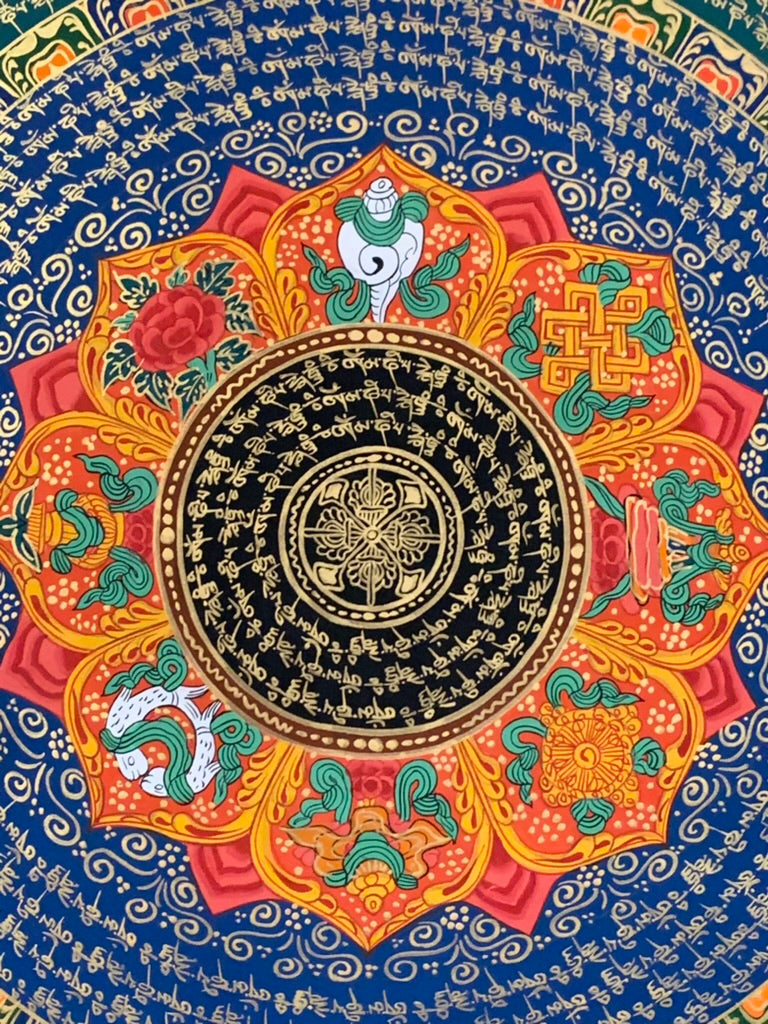 Mantra Dorje Eight Auspicious Symbols Thangka