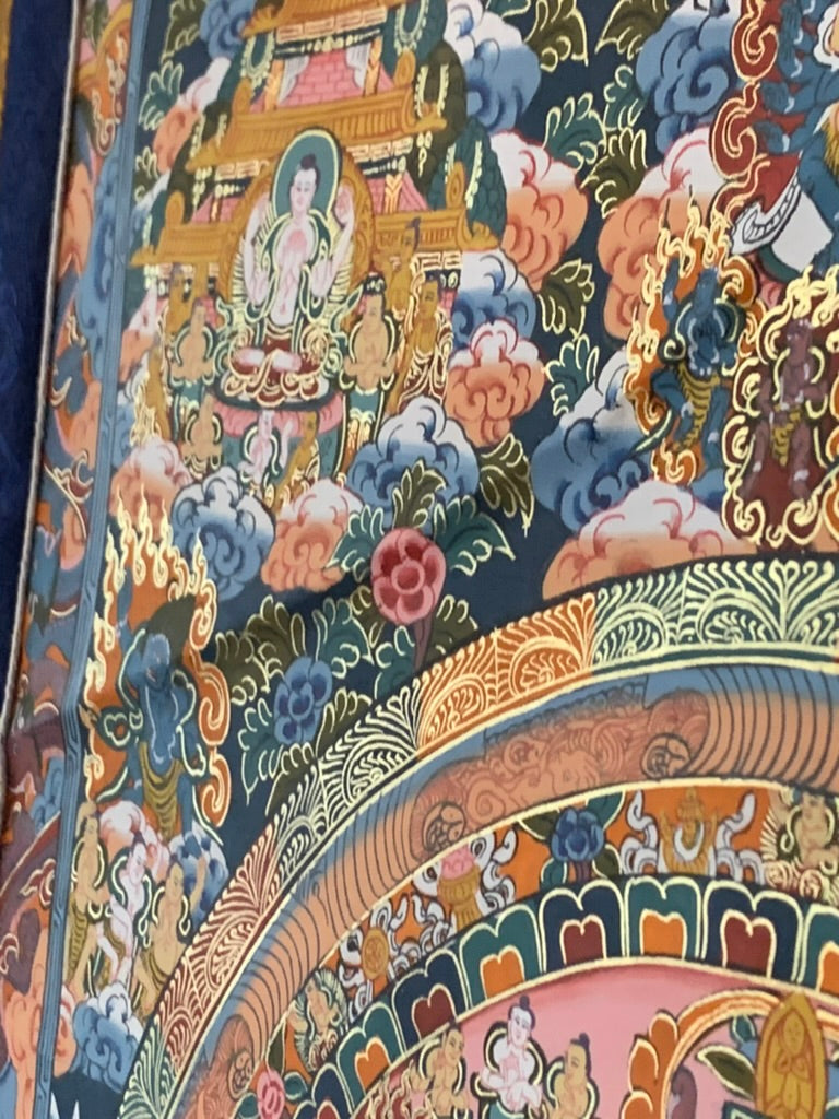 Five Mandala Dark Brocade Thangka