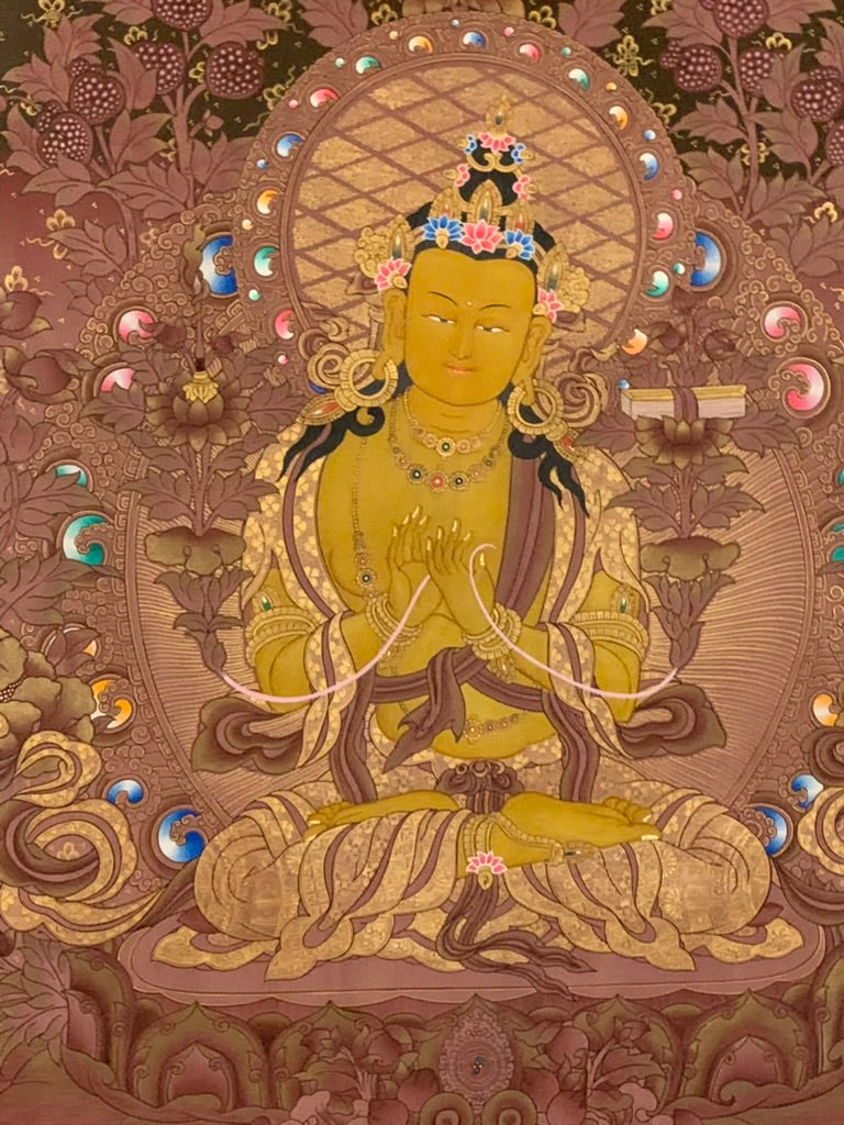 Manjushri Gold Tone Thangka