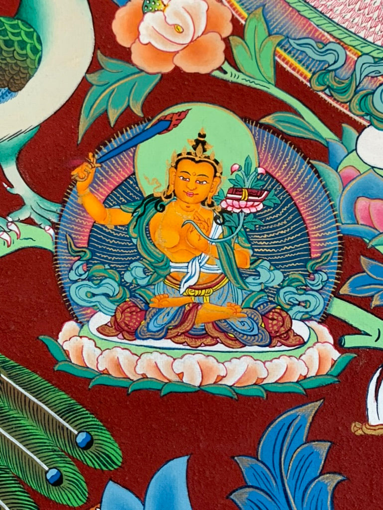 Avalokiteshvara Bird Mandala Unbrocaded Thangka