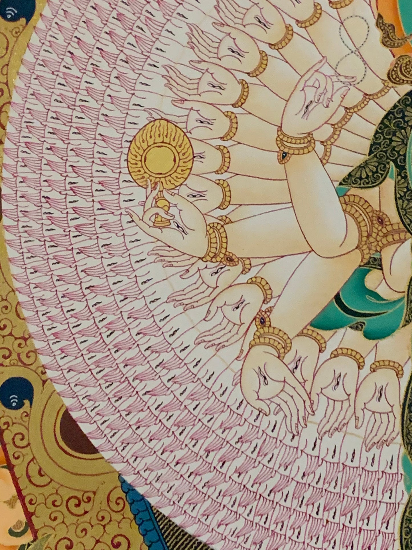 Thousand Armed Avalokiteshvara Five Dhyani Buddha Thangka